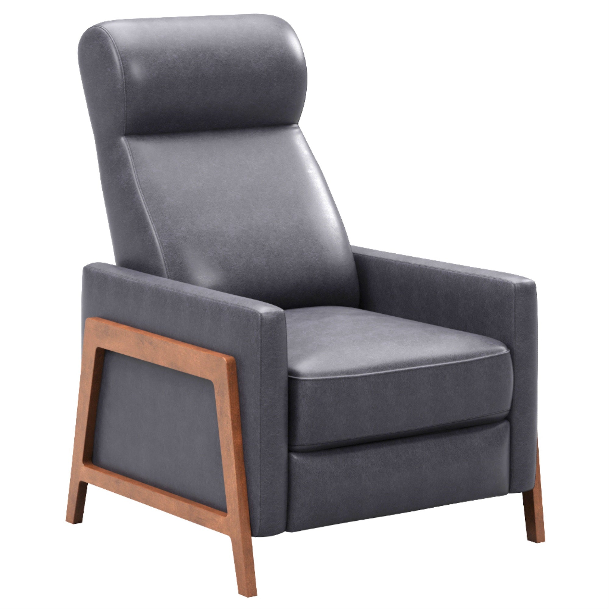 Sunset Trading Edge Pushback Leather Recliner | Manual Reclining Chair | Thin Track Arms | Gray