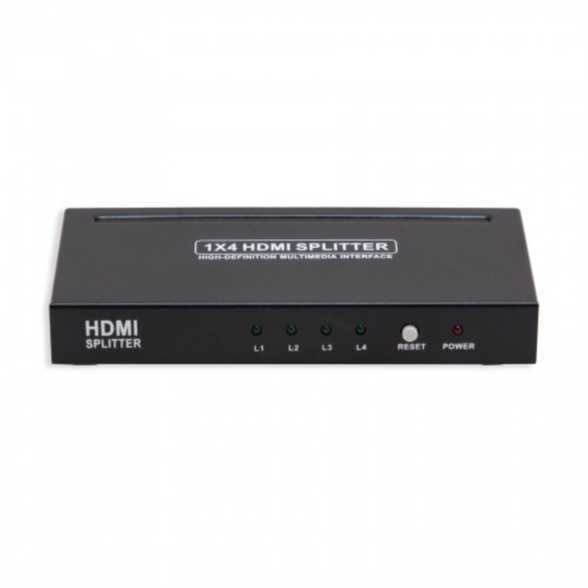 1x4 HDMI Splitter, v1.3, Full Support 1080p HDTV, PNP, with Power Adapter, Fine Alloy Metal Case, Black Color