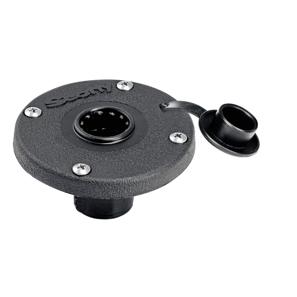 Scotty Round Flush Deck Mount Bracket Black Sealed Bottom