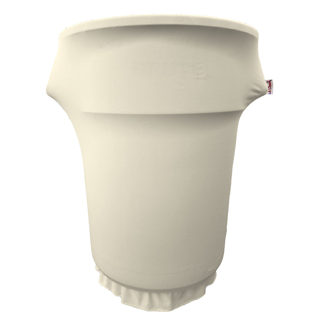 La Linen Spandex Cover Fitted For 55 Gallon Trash Can On Wheels, Ivory