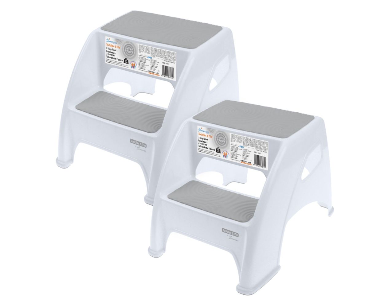NEW L6072 X2 TODDLER AND ME 2 STEP STOOL - 2PACK GREY