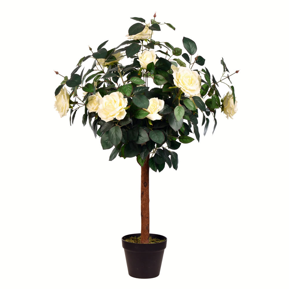 Vickerman 3' Potted White Rose Tree x14 Flowers - TA191535