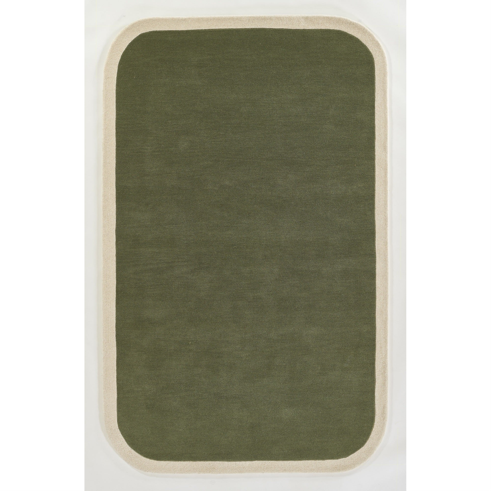 Novogratz by Momeni Tallulah Solid Color Ivory Border Wool Hand Tufted Area Rug, 2' X 4', Green