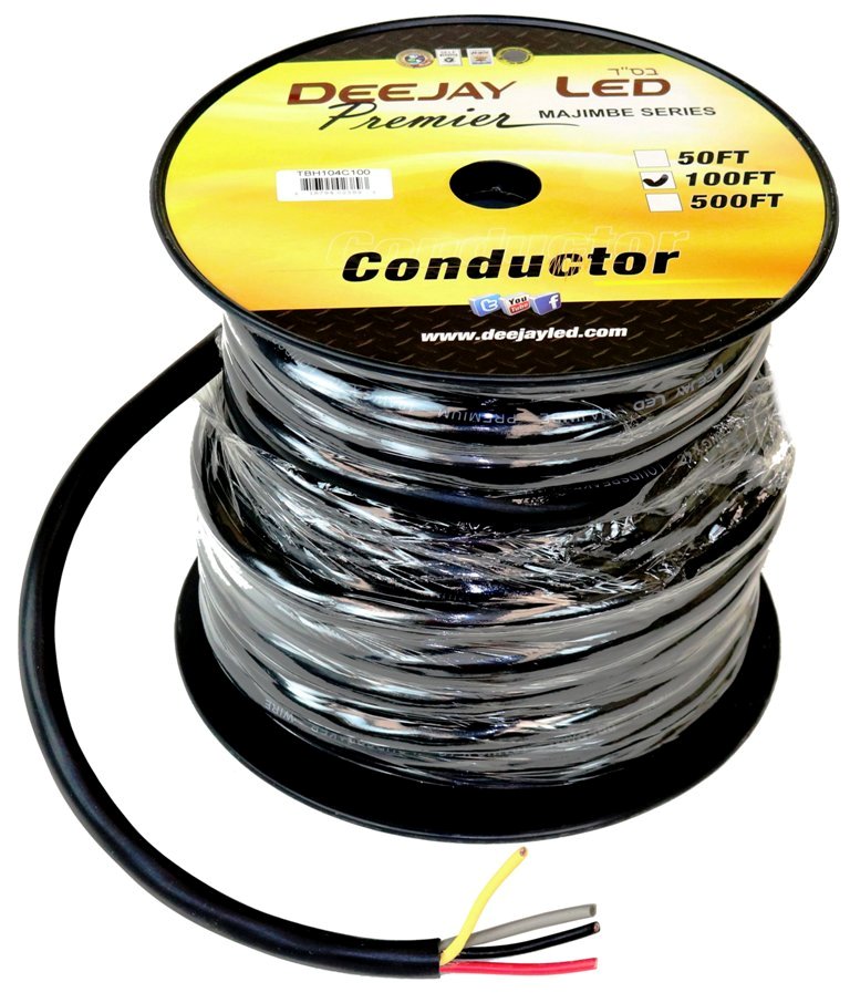 100-Foot 4-Conductor 10 Gauge Stranded Cable W/Single Black Jacket Ideal For Speakers And Power