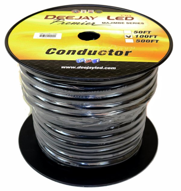 100 Feet Of Four Conductor 12 Gauge Cable In Black Flexible Casing.