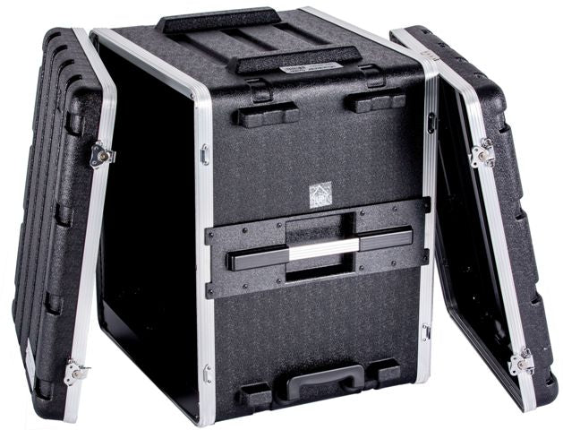 Fly Drive Case -12U Space Abs Molded For Tough Durable Interior And Exterior Case For 19-Inch Amplifier, Equalizer Or Dj Effects Unit With Pull Out Handle & Wheels