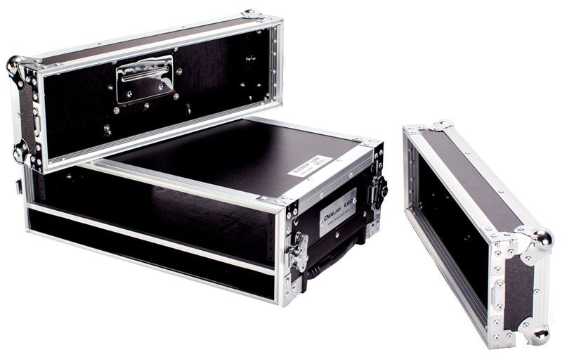 Fly Drive Case For 2U Space Standard Low Profile Dj 19-In Amplifier Or Effects Units Or Similarly Sized Equipment W/Laptop Shelf W/Wheels