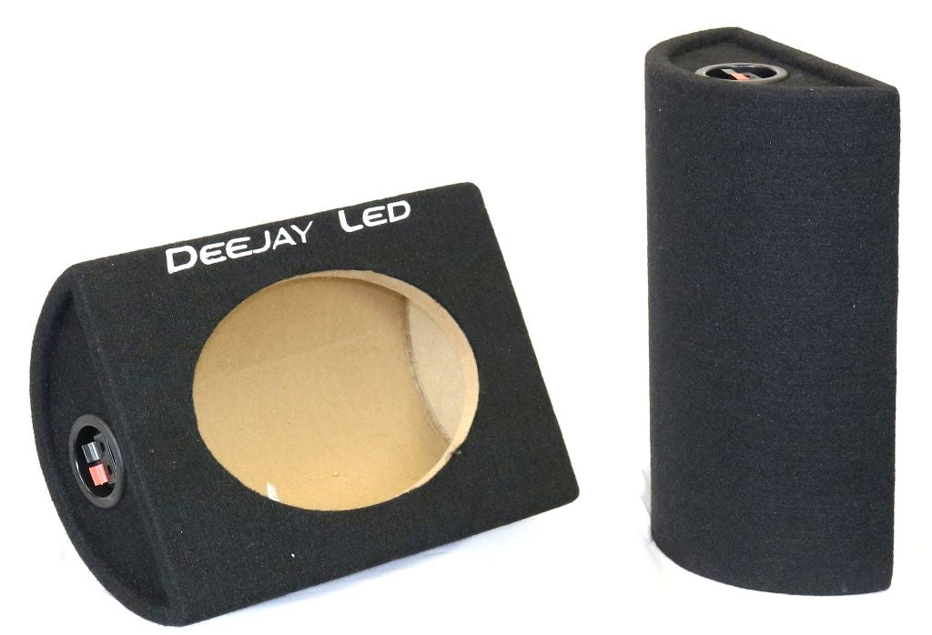 Pair Of 6-In X 9-In Wooden Carpeted Speaker Boxes W/Quick Release Terminals