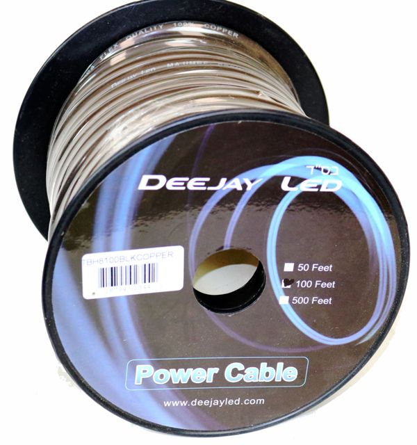8-Gauge 100 Foot Black Copper Stranded Power Cable – Virventures