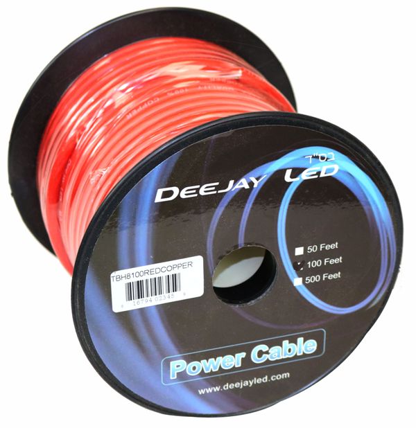 8-Gauge 100 Foot Red Copper Stranded Power Cable