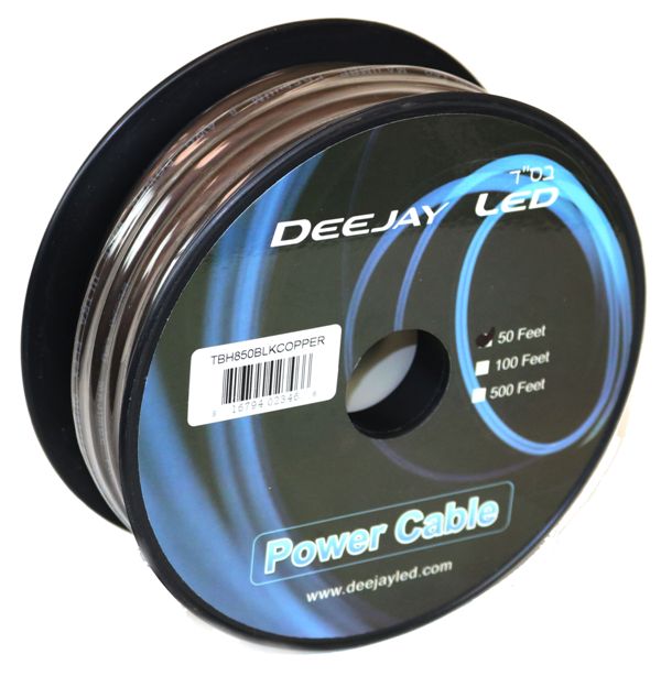 8-Gauge 50 Foot Black Pure Copper Stranded Power Cable – Virventures