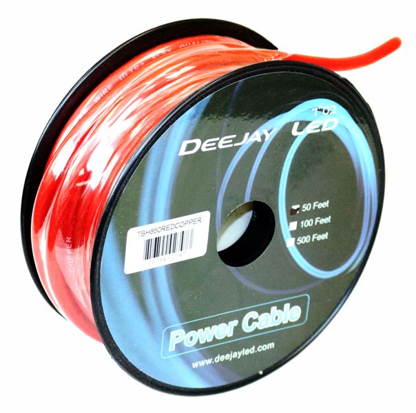 8-Gauge 50 Foot Red Pure Copper Stranded Power Cable