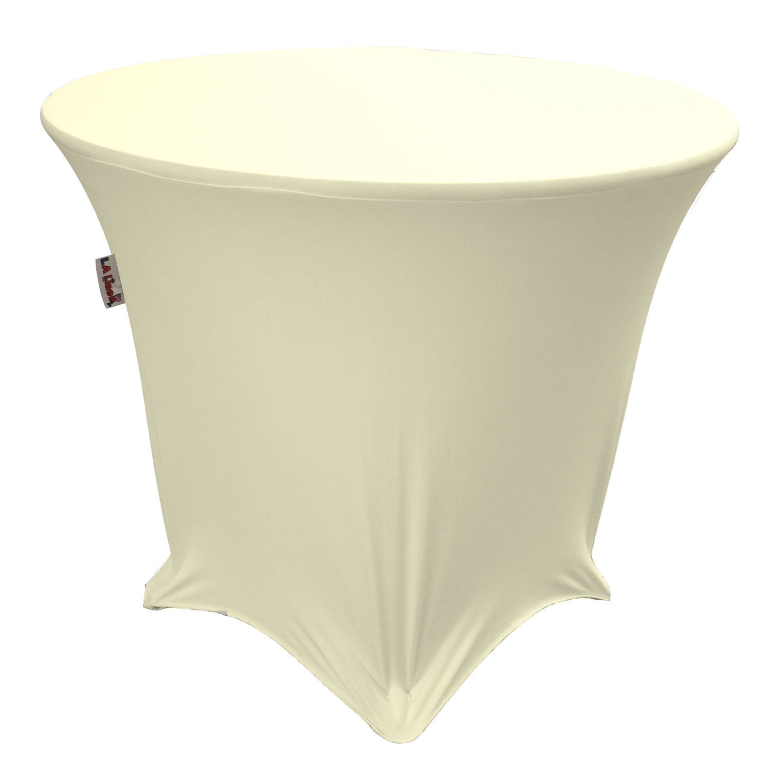 La Linen Round Spandex Tablecloth, 48-Inch Round 30-Inch High, Ivory