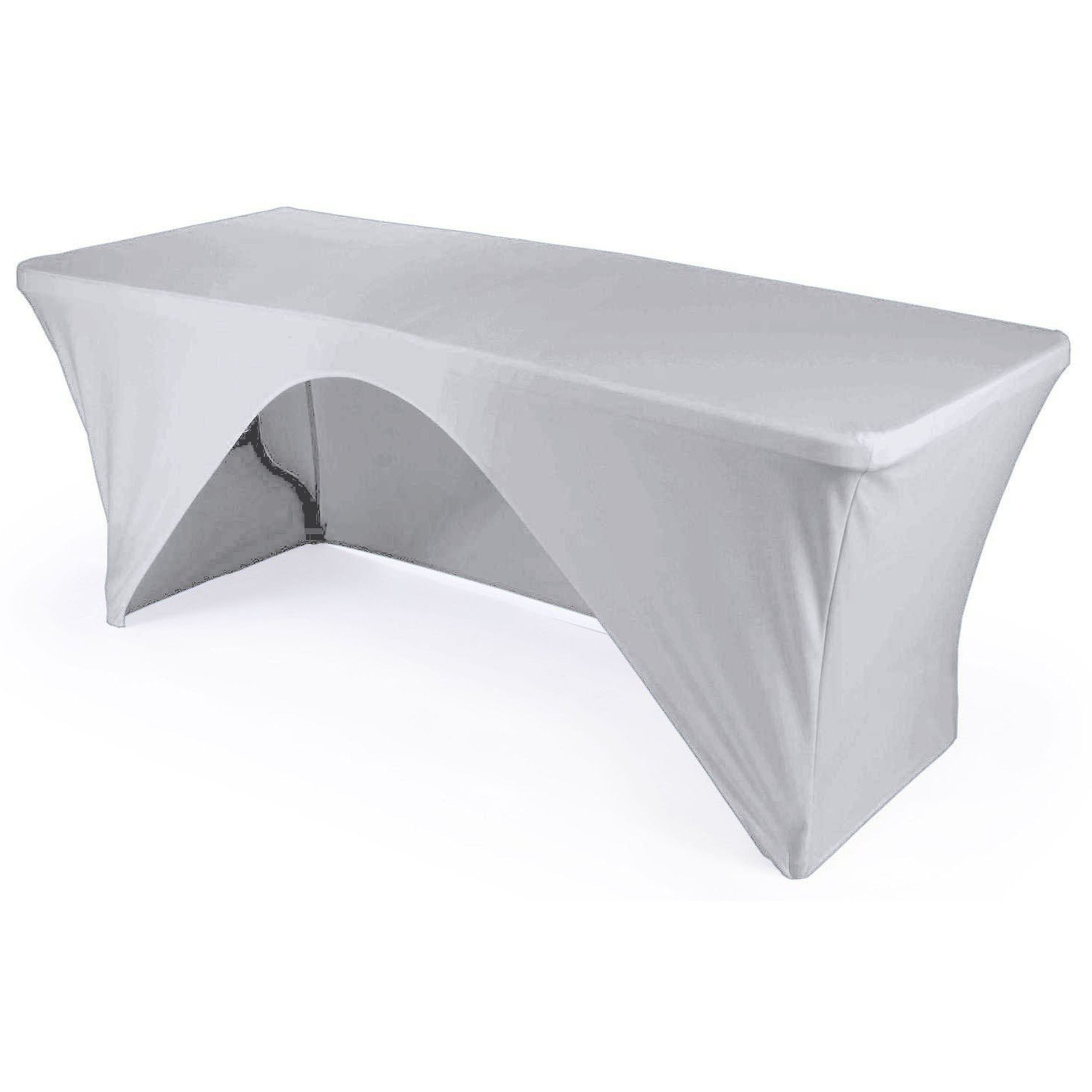 La Linen Rectangular Open Back Spandex Tablecloth, 72 By 30 By 30-Inch, White