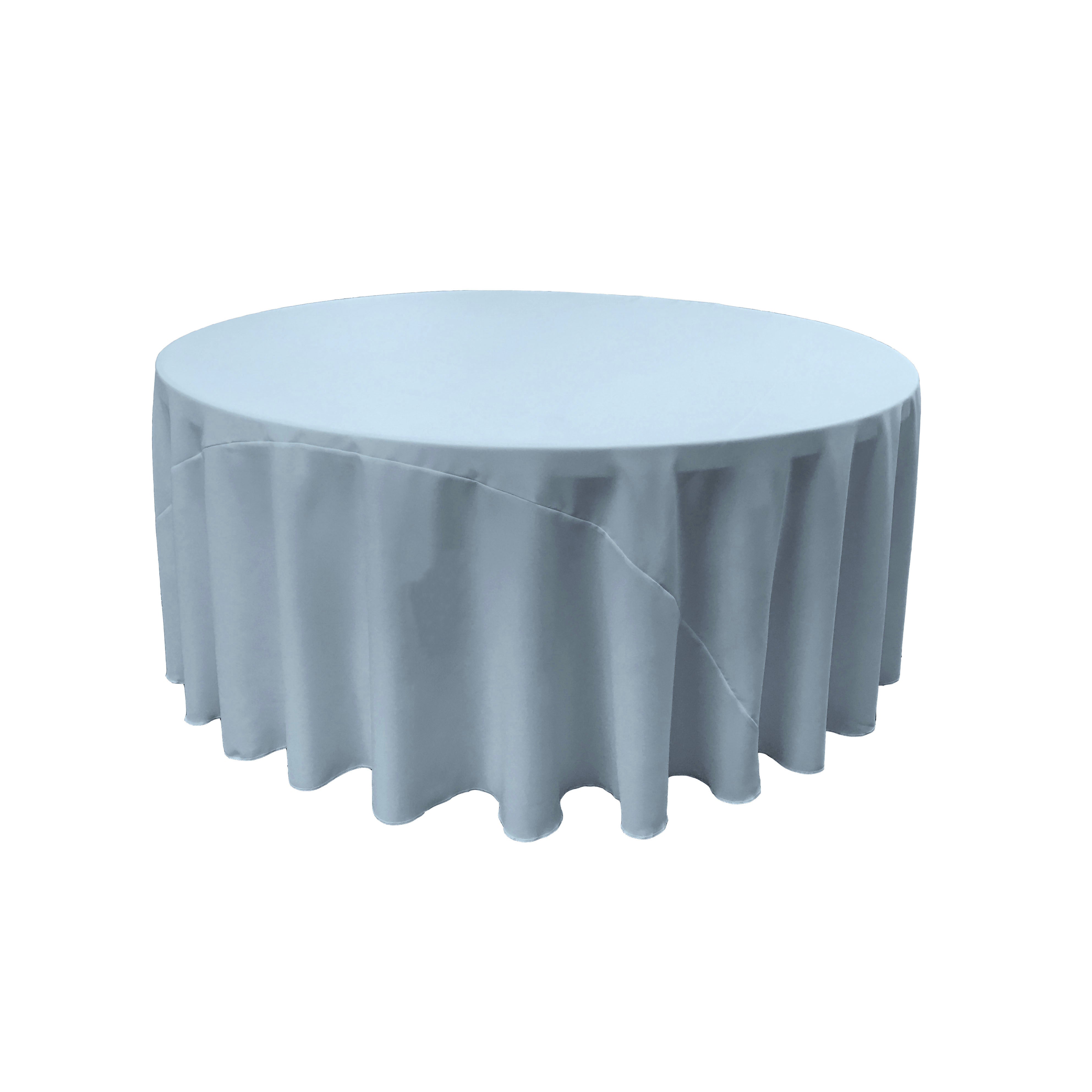La Linen Polyester Poplin Tablecloth 108-Inches Round, Light Blue