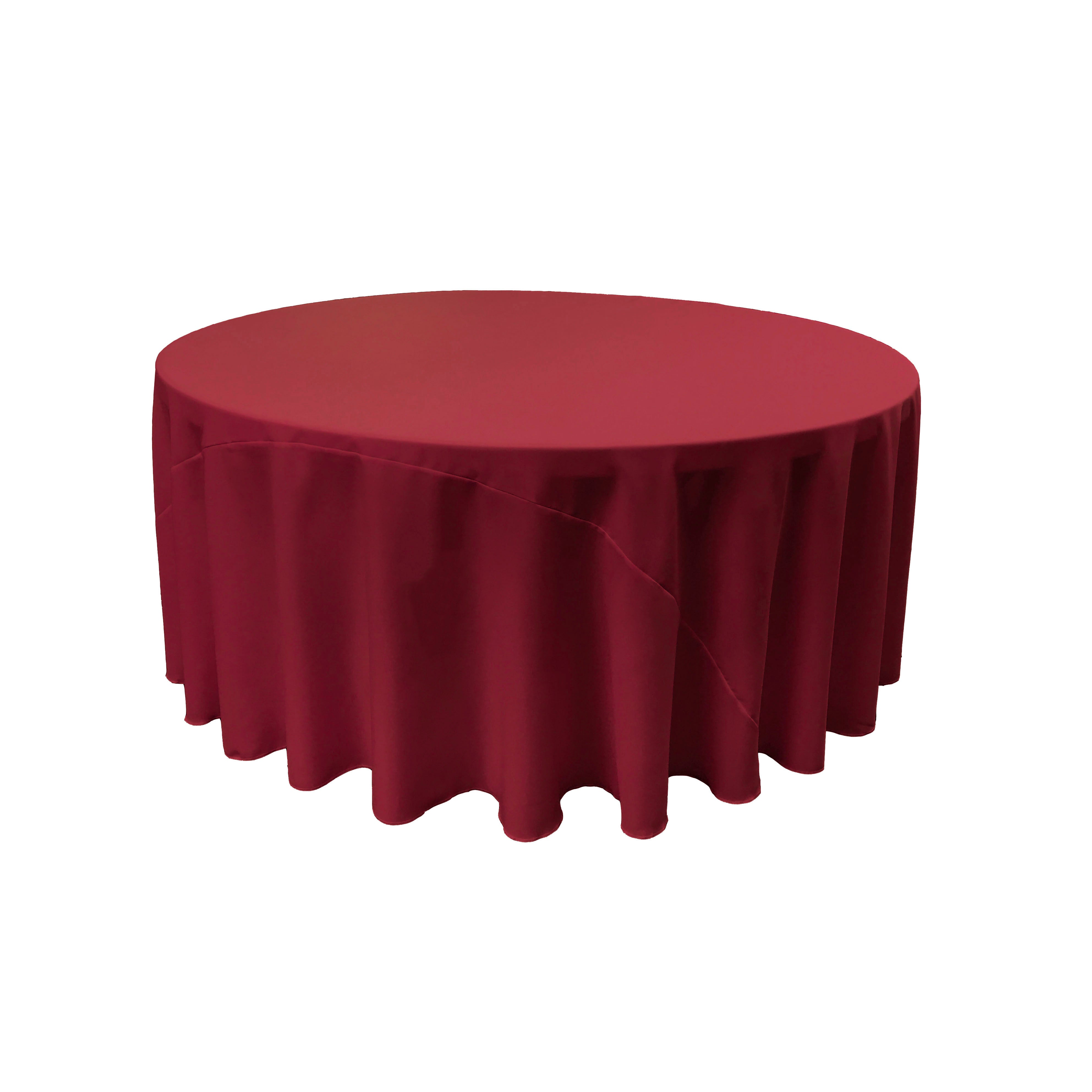 La Linen Polyester Poplin Tablecloth 108-Inches Round, Cranberry