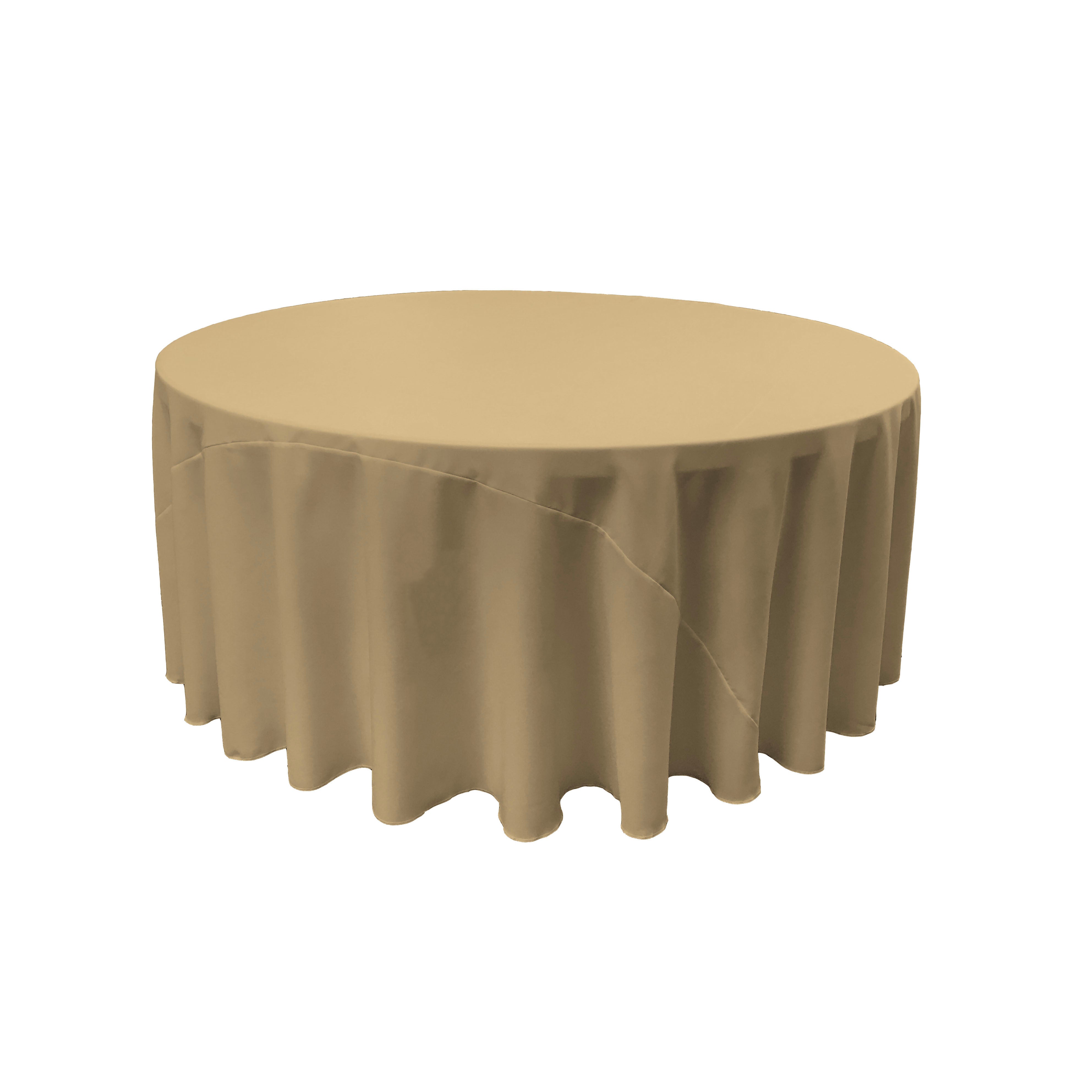 La Linen Polyester Poplin Tablecloth 108-Inches Round, Taupe
