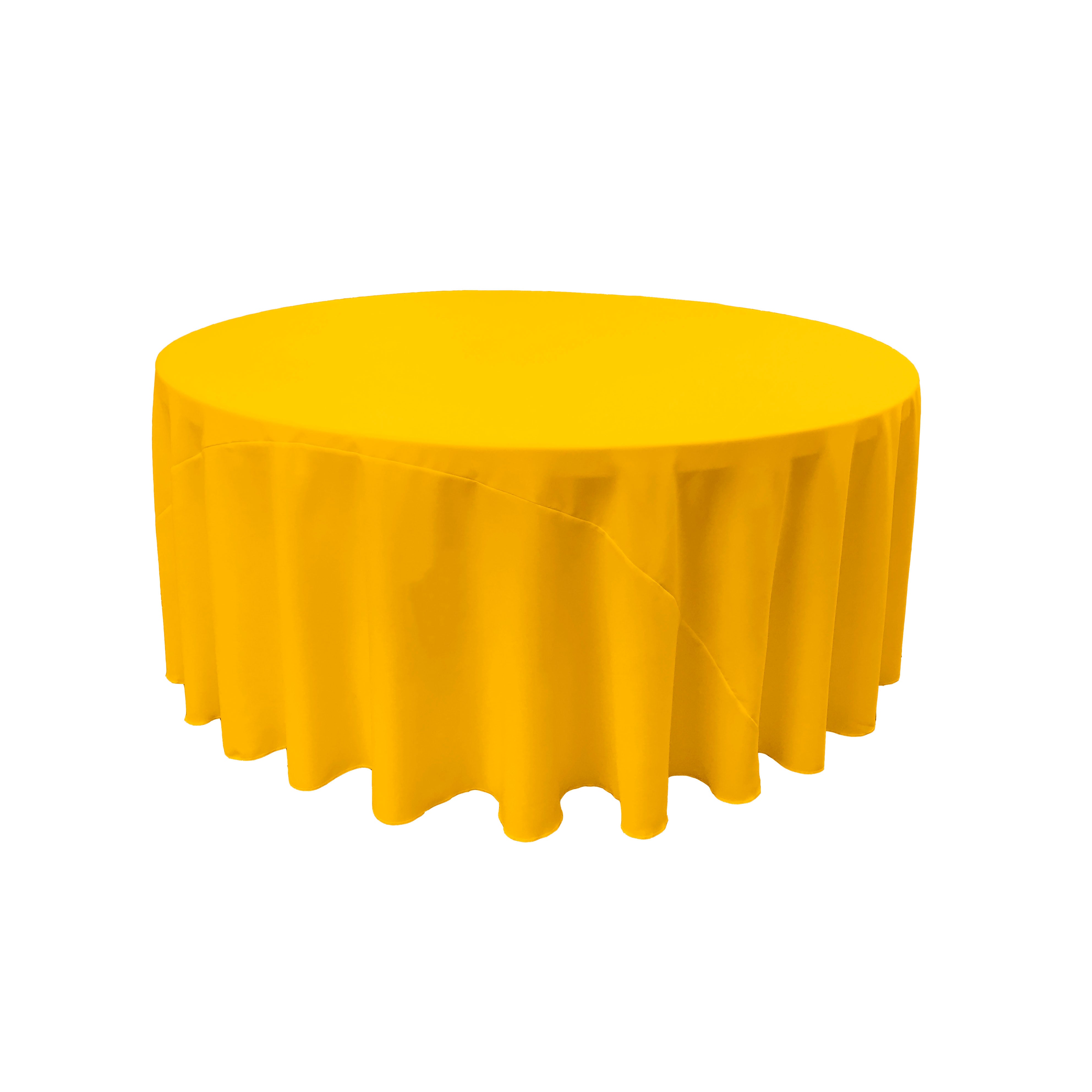La Linen Polyester Poplin Tablecloth 108-Inches Round, Dark Yellow