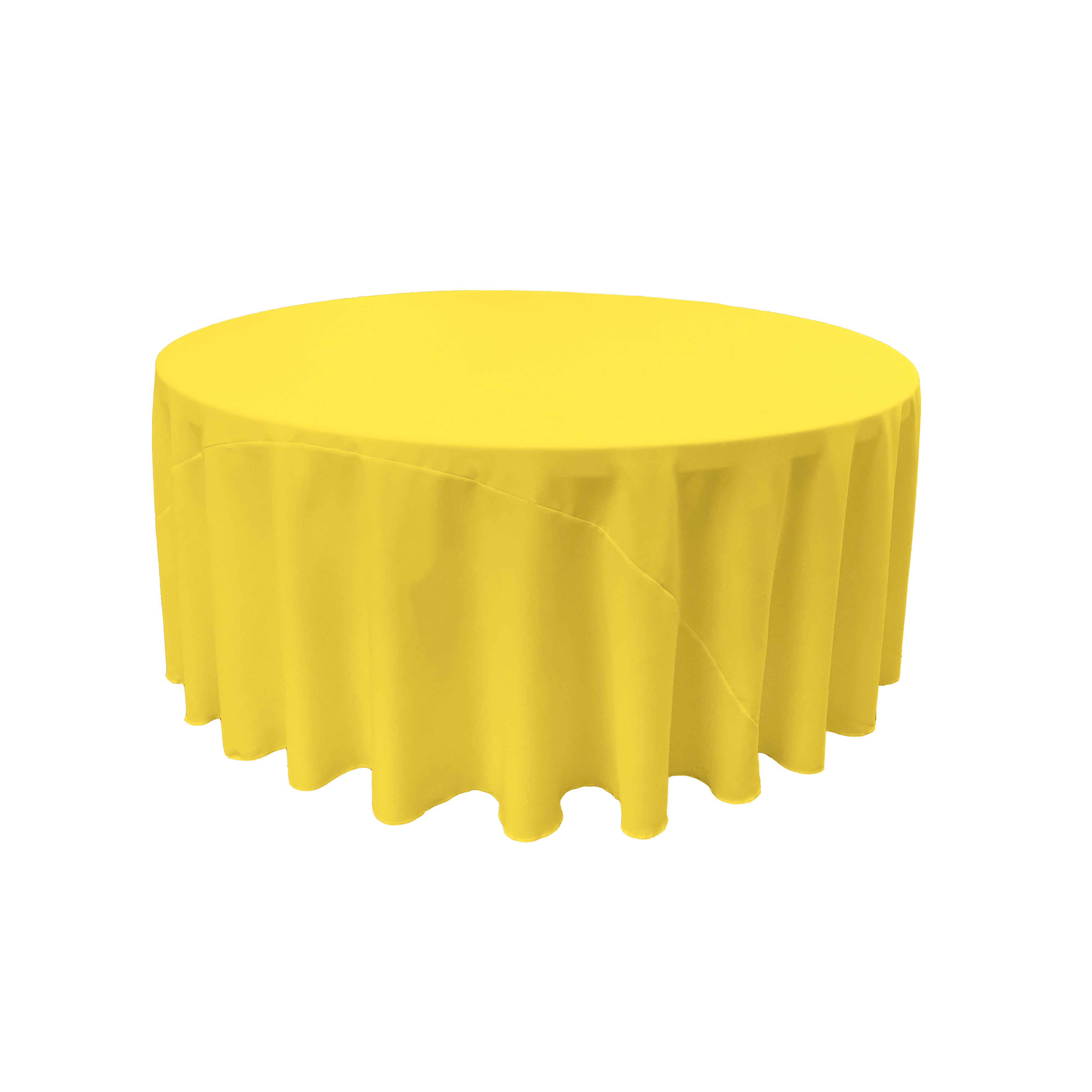 La Linen Polyester Poplin Tablecloth 108-Inches Round, Light Yellow