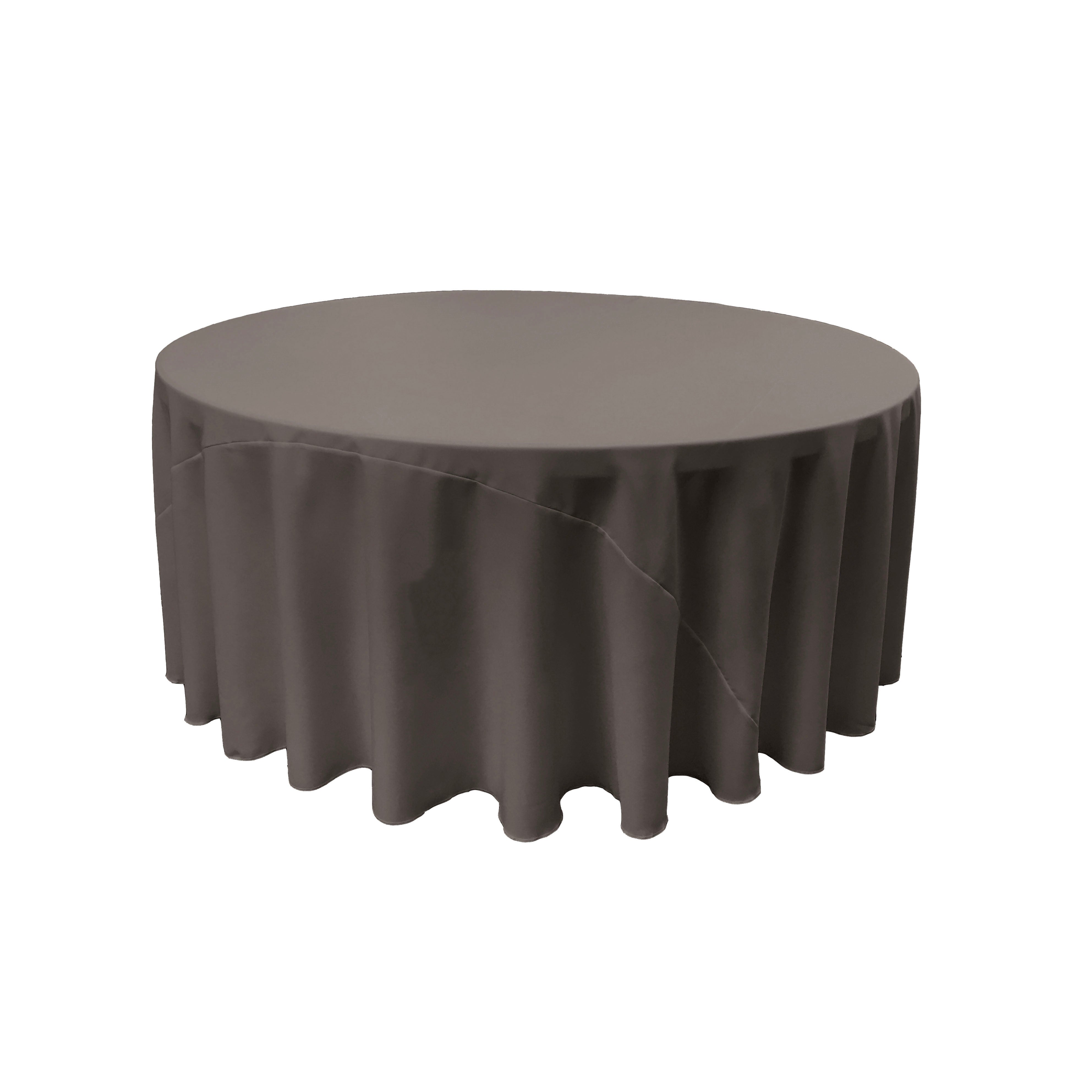 La Linen Polyester Poplin Tablecloth 120-Inches Round, Charcoal