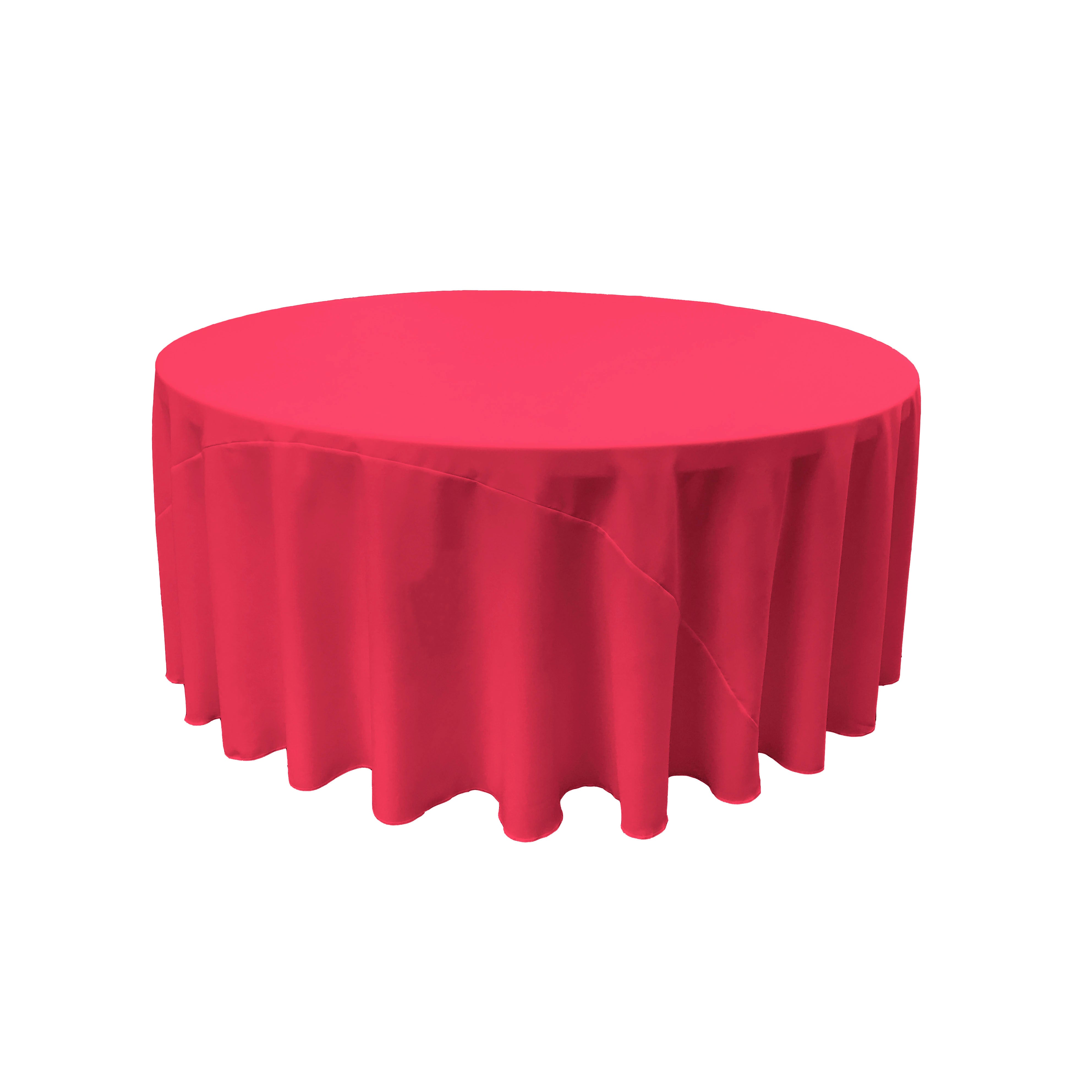 La Linen Polyester Poplin Tablecloth 120-Inches Round, Fuchsia