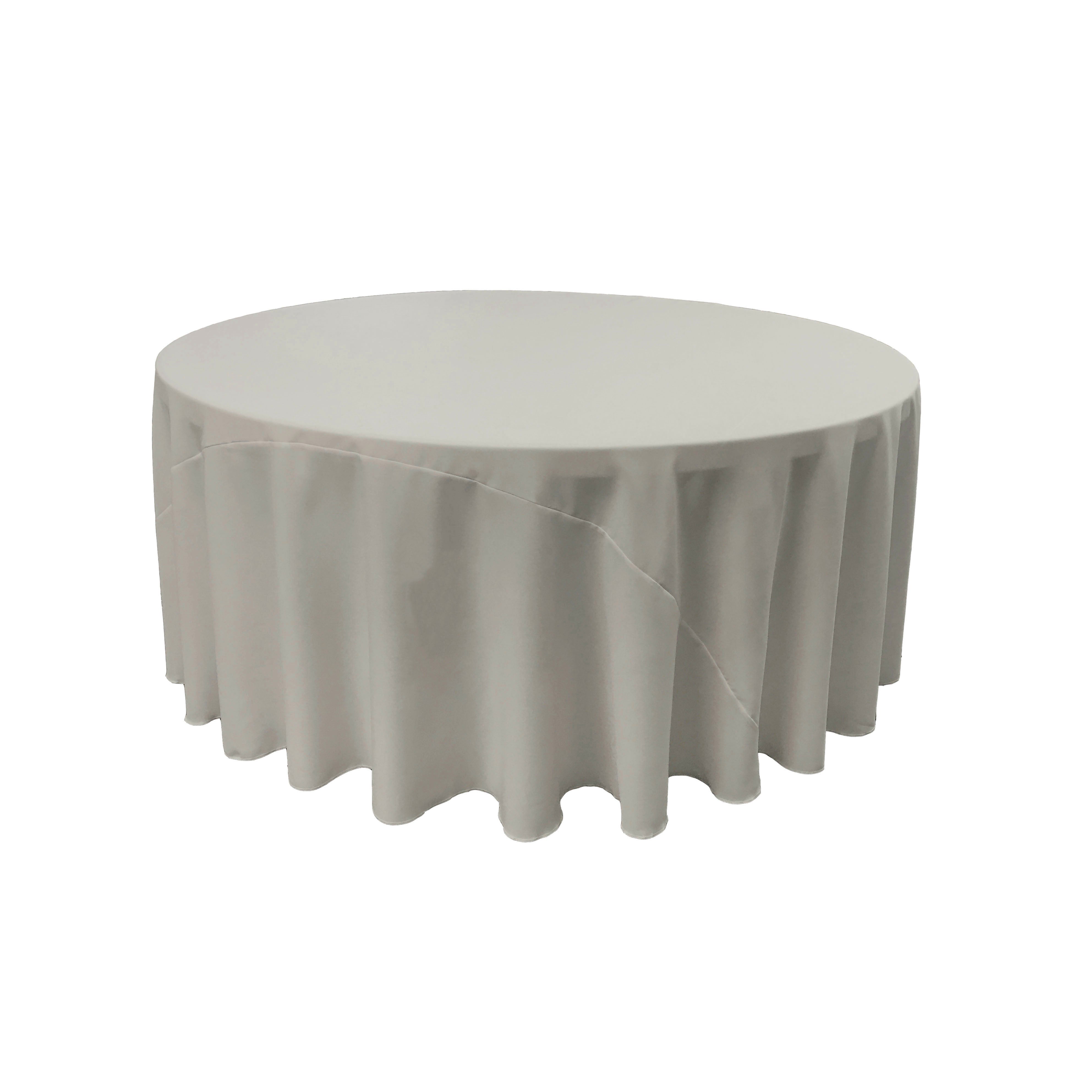 La Linen Polyester Poplin Tablecloth 120-Inches Round, Light Gray