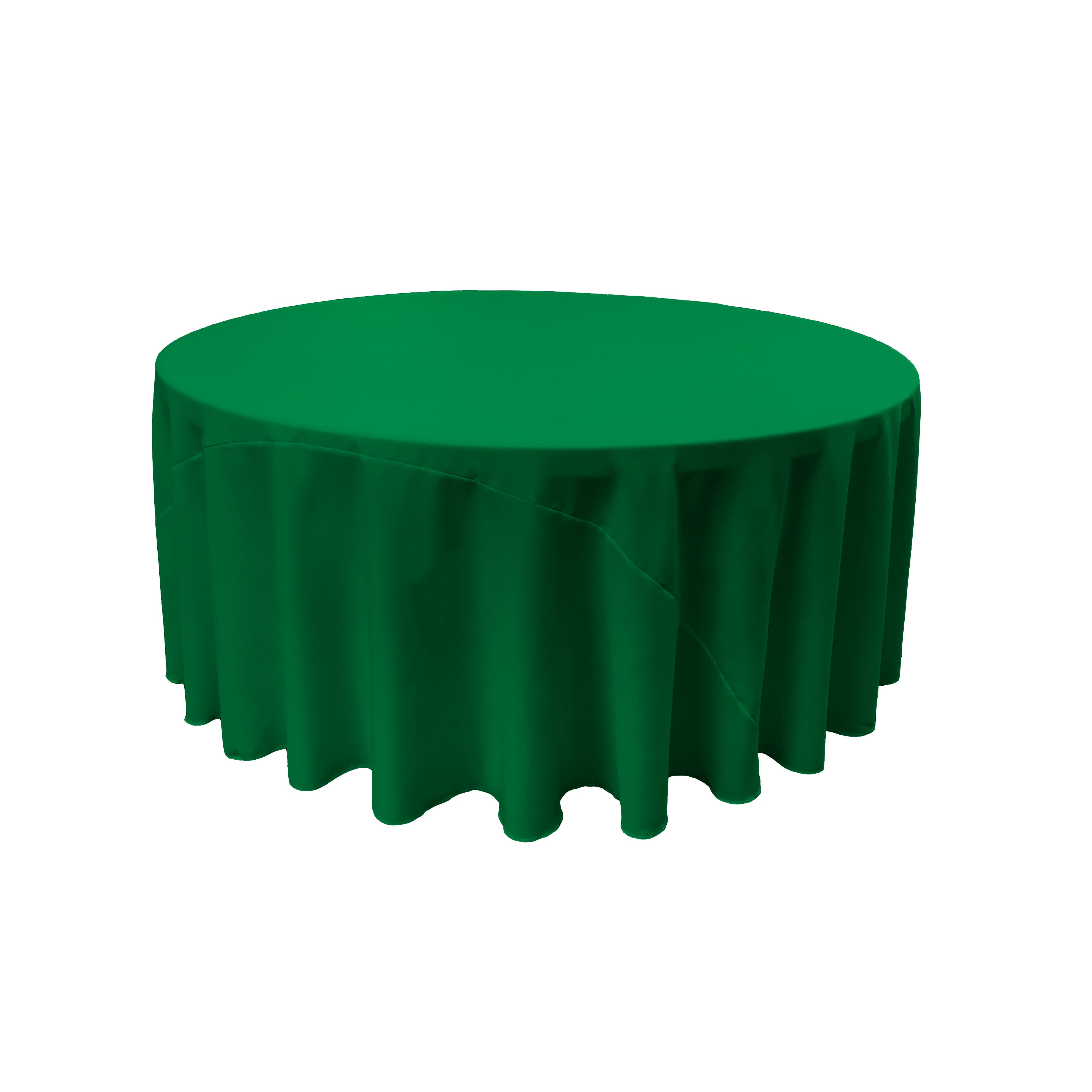 La Linen Polyester Poplin Tablecloth 120-Inches Round, Emerald Green