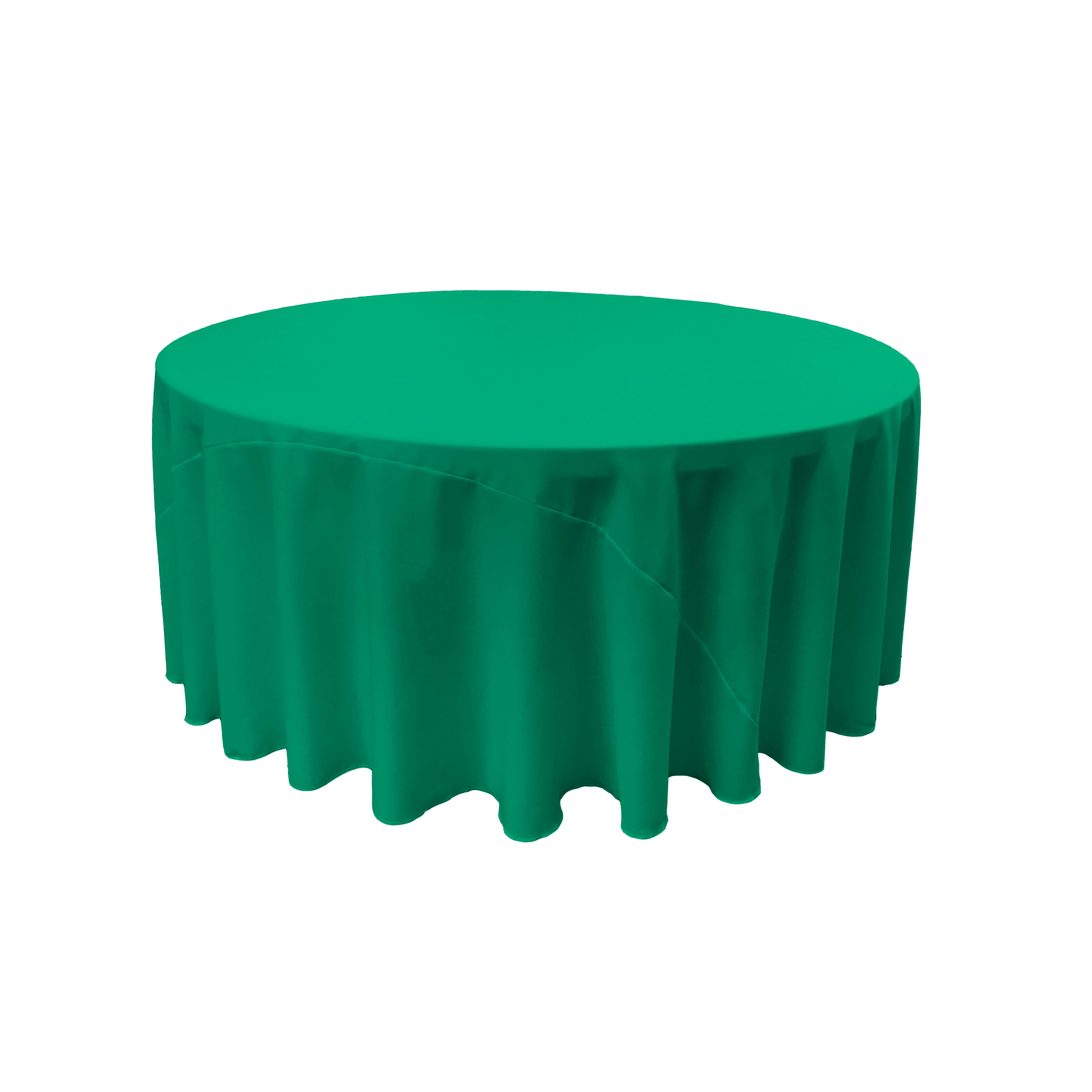 La Linen Polyester Poplin Tablecloth 120-Inches Round, Jade