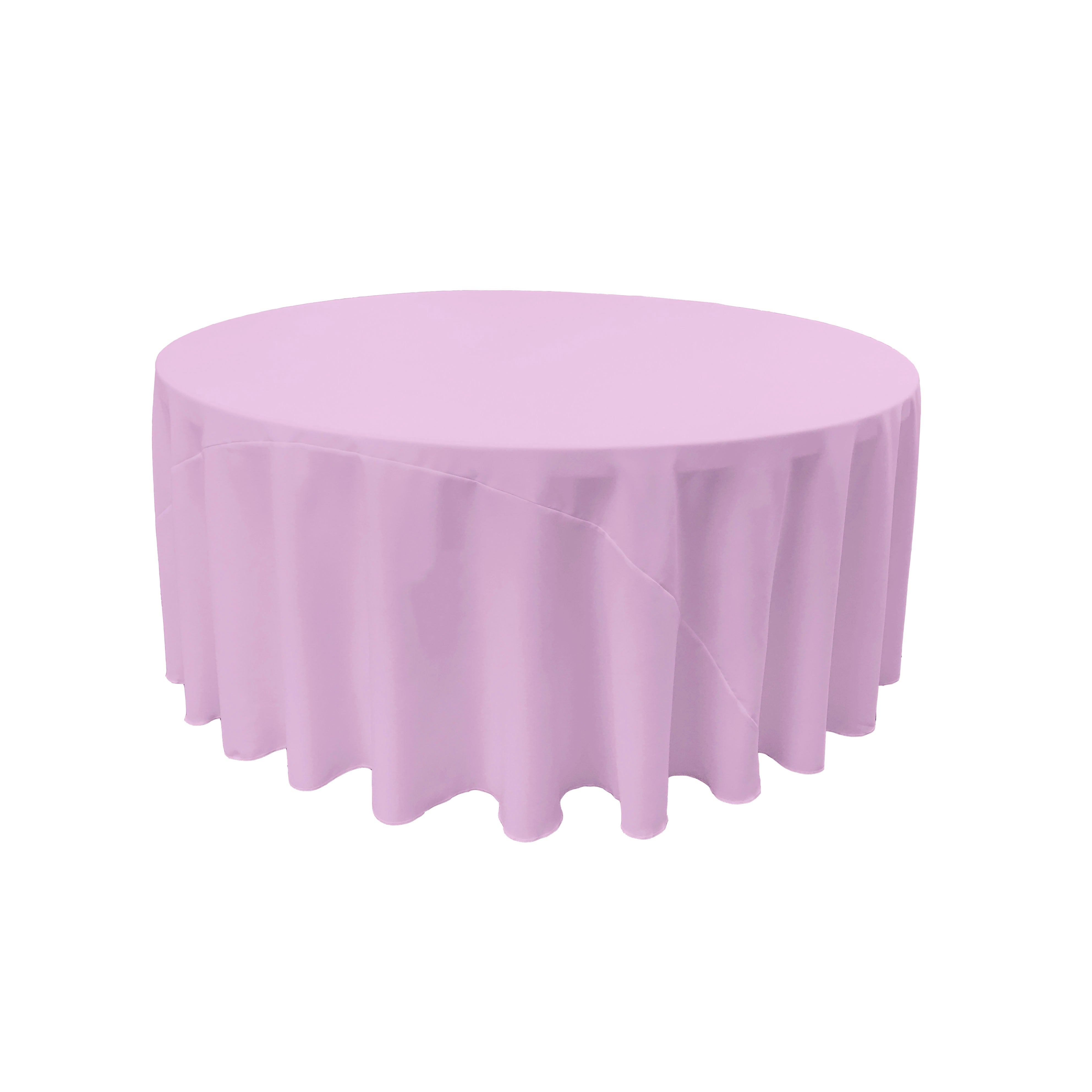 La Linen Polyester Poplin Tablecloth 120-Inches Round, Lilac