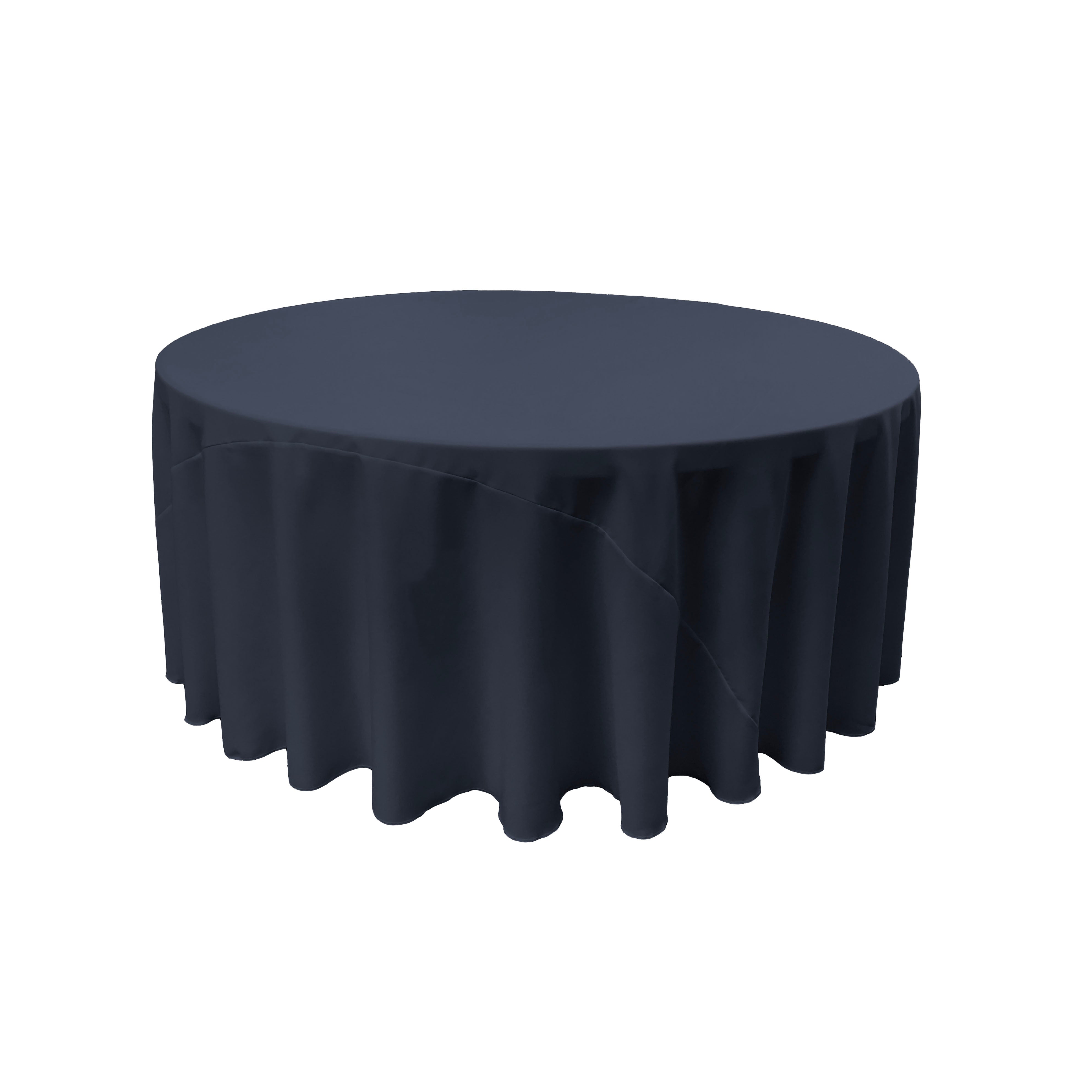La Linen Polyester Poplin Tablecloth 120-Inches Round, Navy Blue