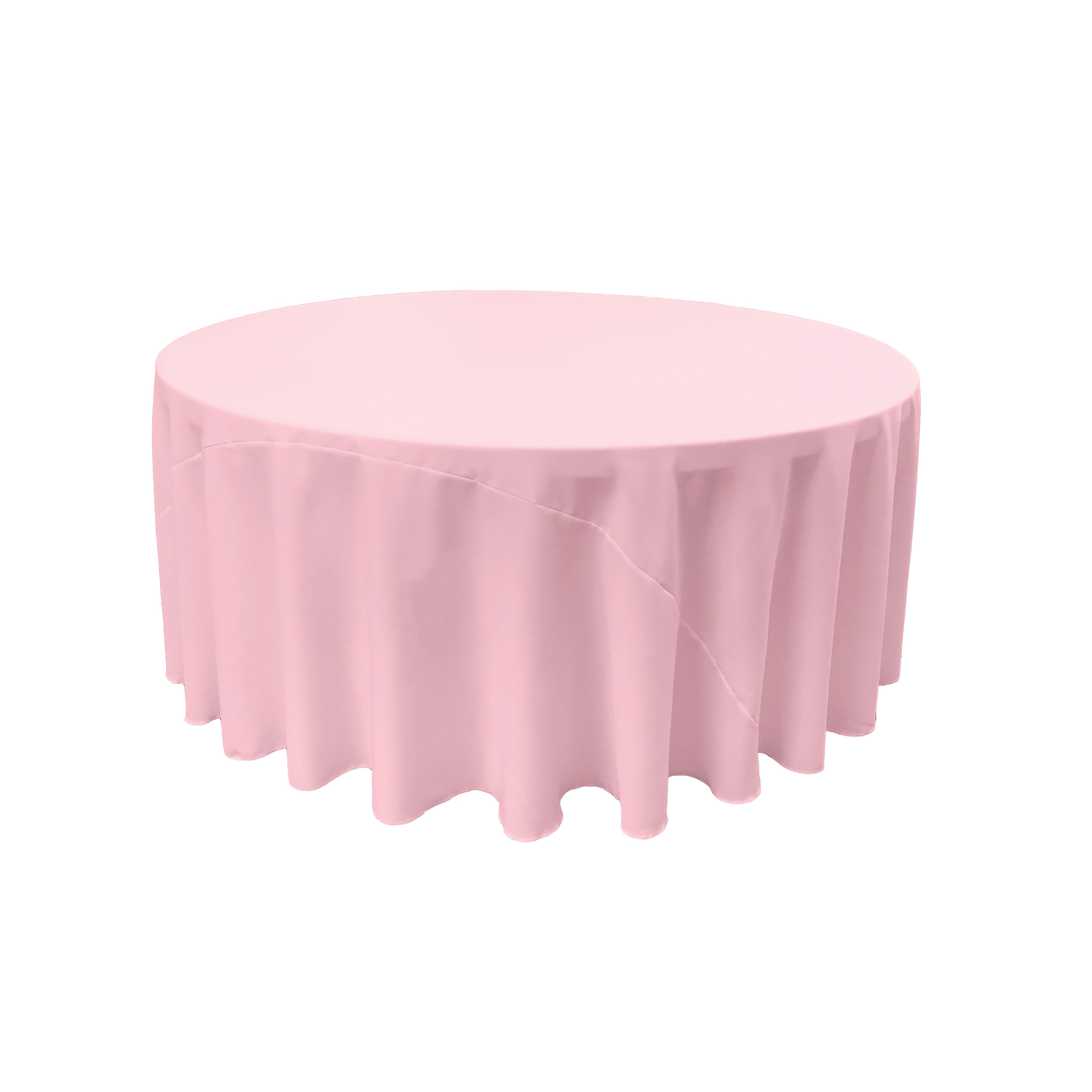 La Linen Polyester Poplin Tablecloth 120-Inches Round, Light Pink