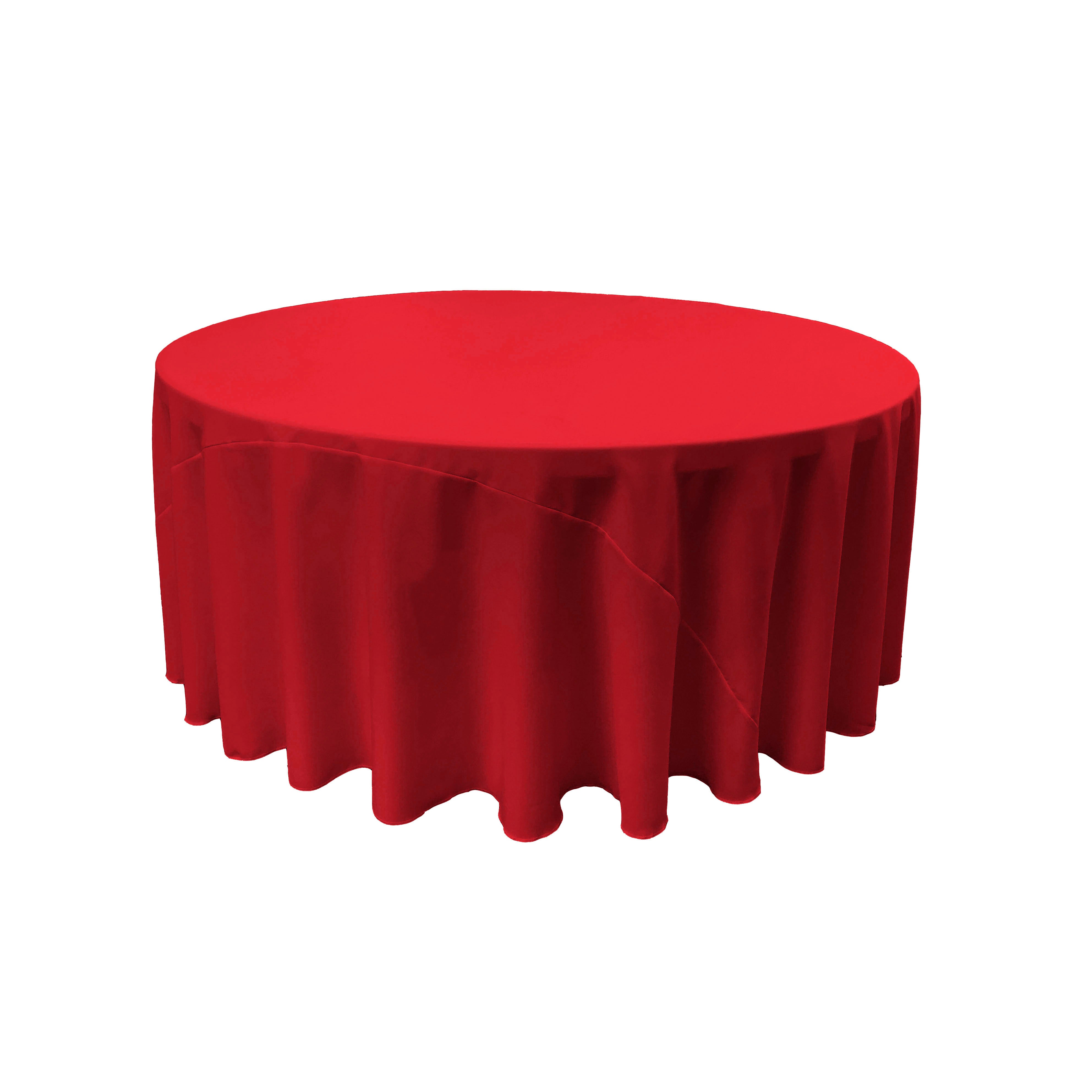 La Linen Polyester Poplin Tablecloth 120-Inches Round, Red