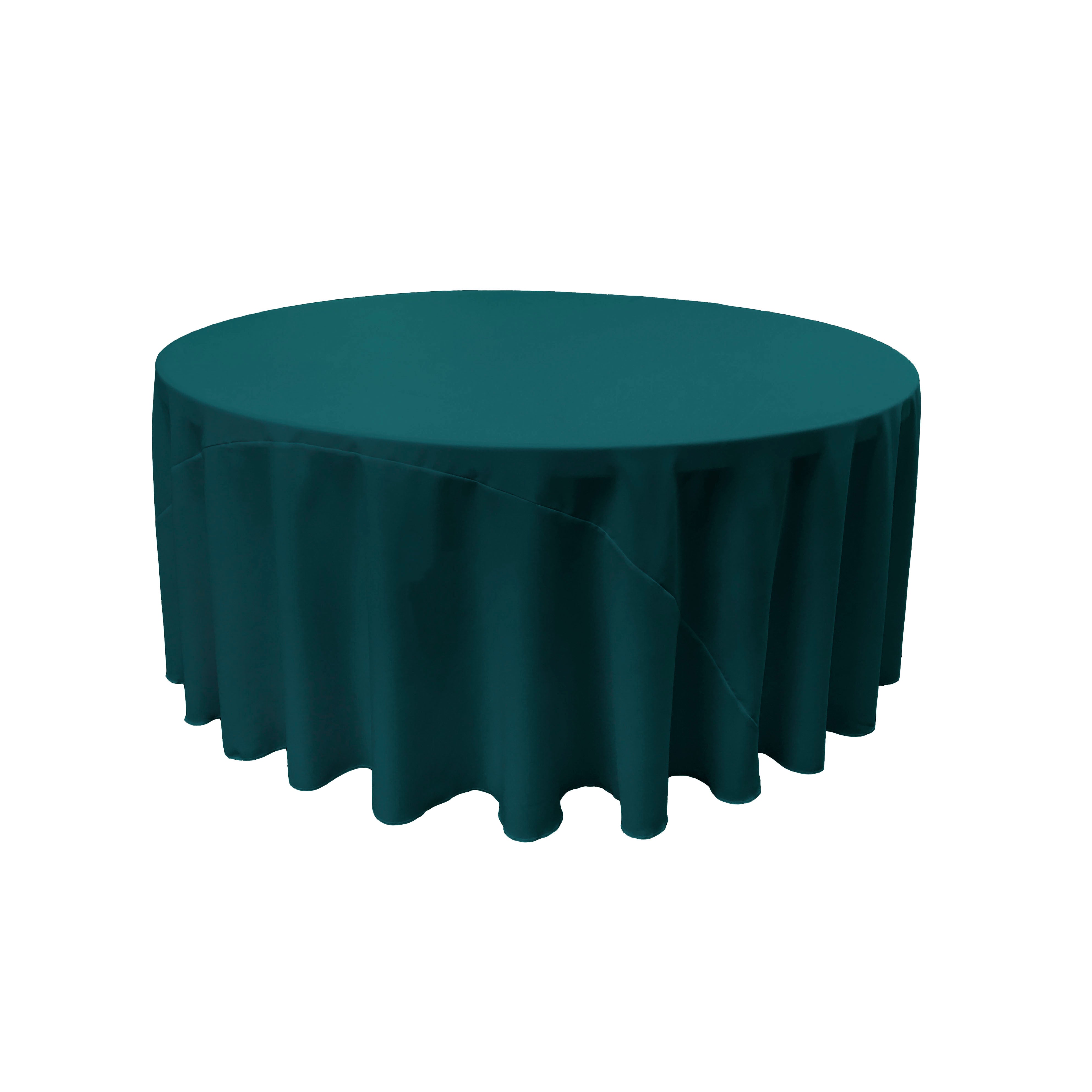 La Linen Polyester Poplin Tablecloth 120-Inches Round, Dark Teal
