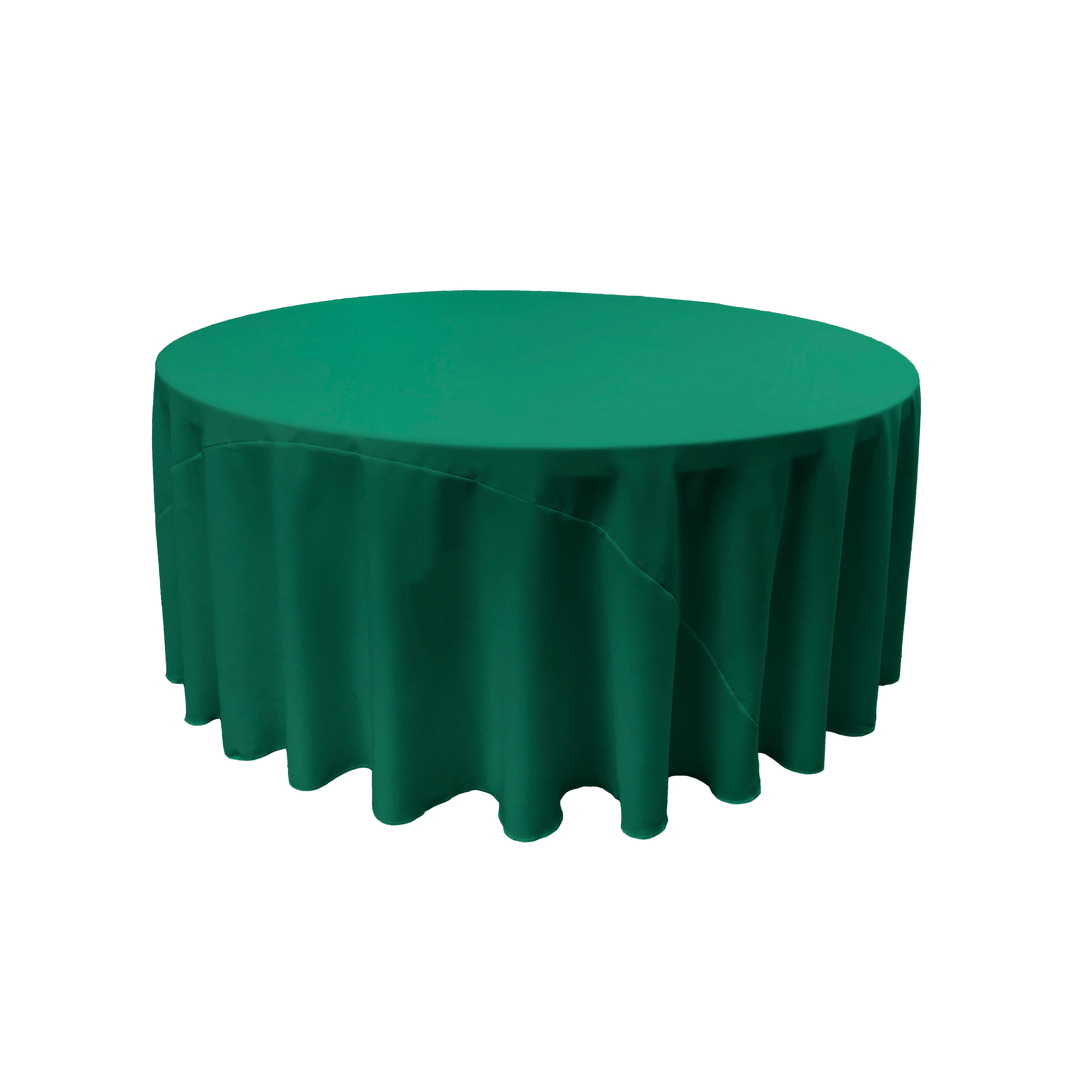 La Linen Polyester Poplin Tablecloth 120-Inches Round, Teal