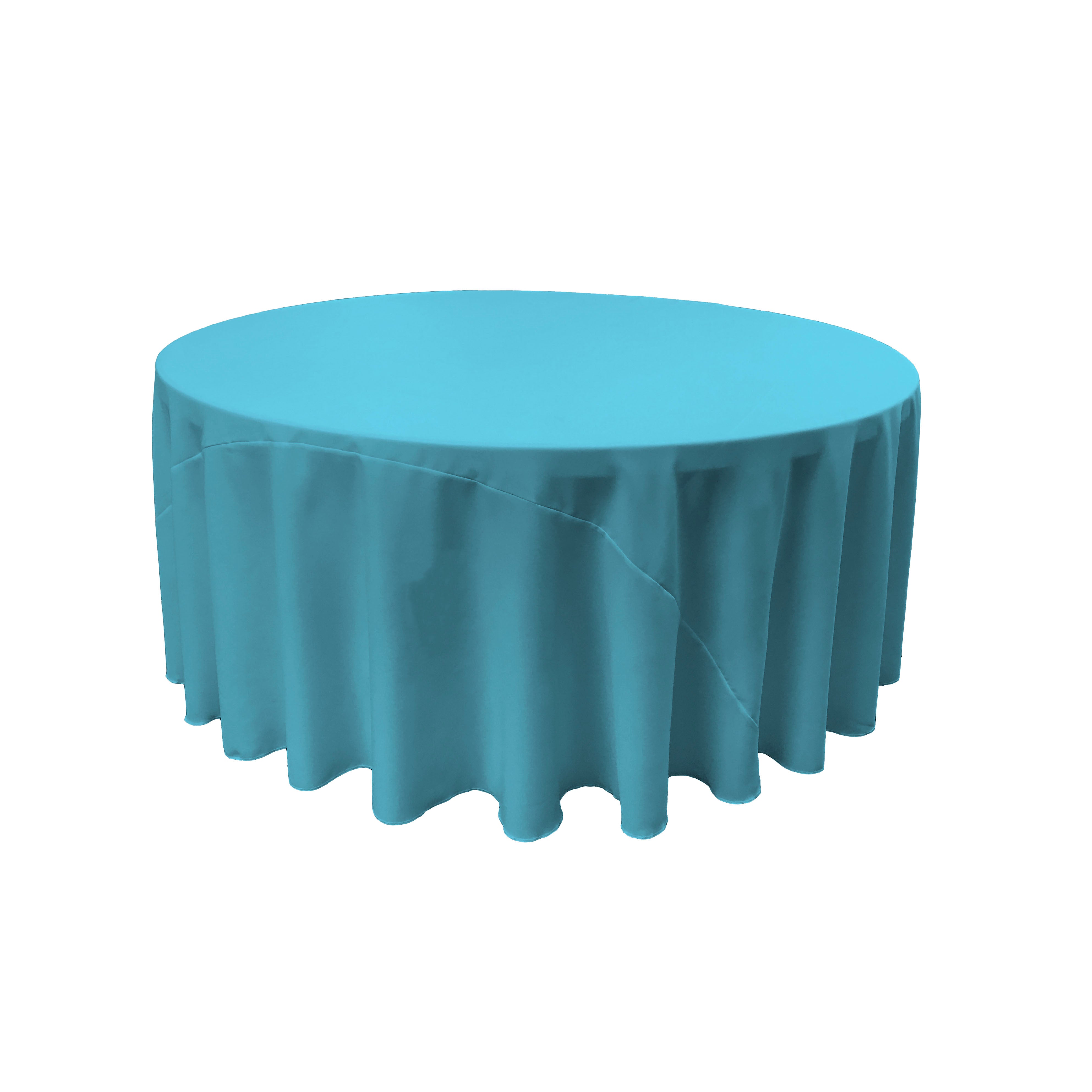 La Linen Polyester Poplin Tablecloth 120-Inches Round, Dark Turquoise