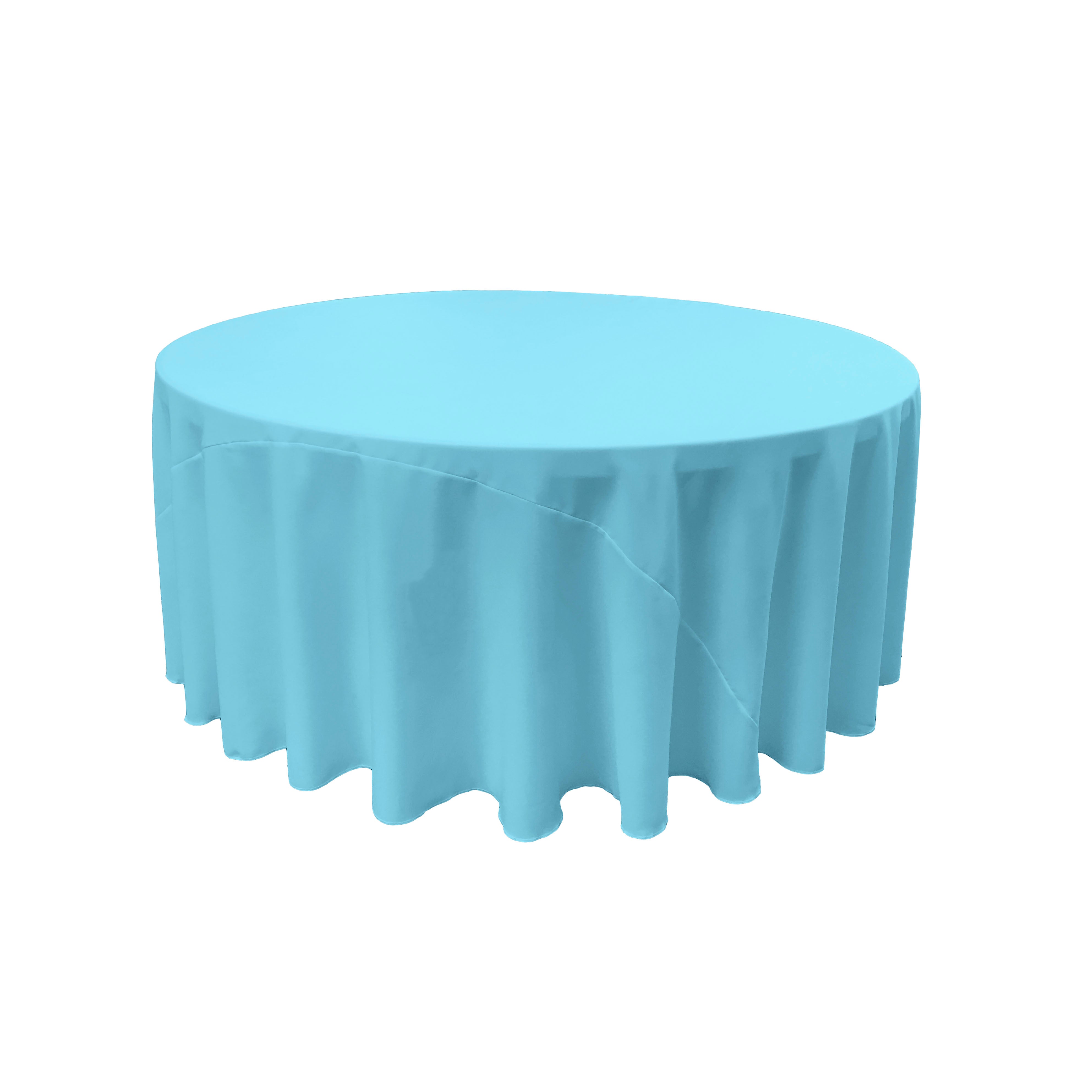 La Linen Polyester Poplin Tablecloth 120-Inches Round, Light Turquoise