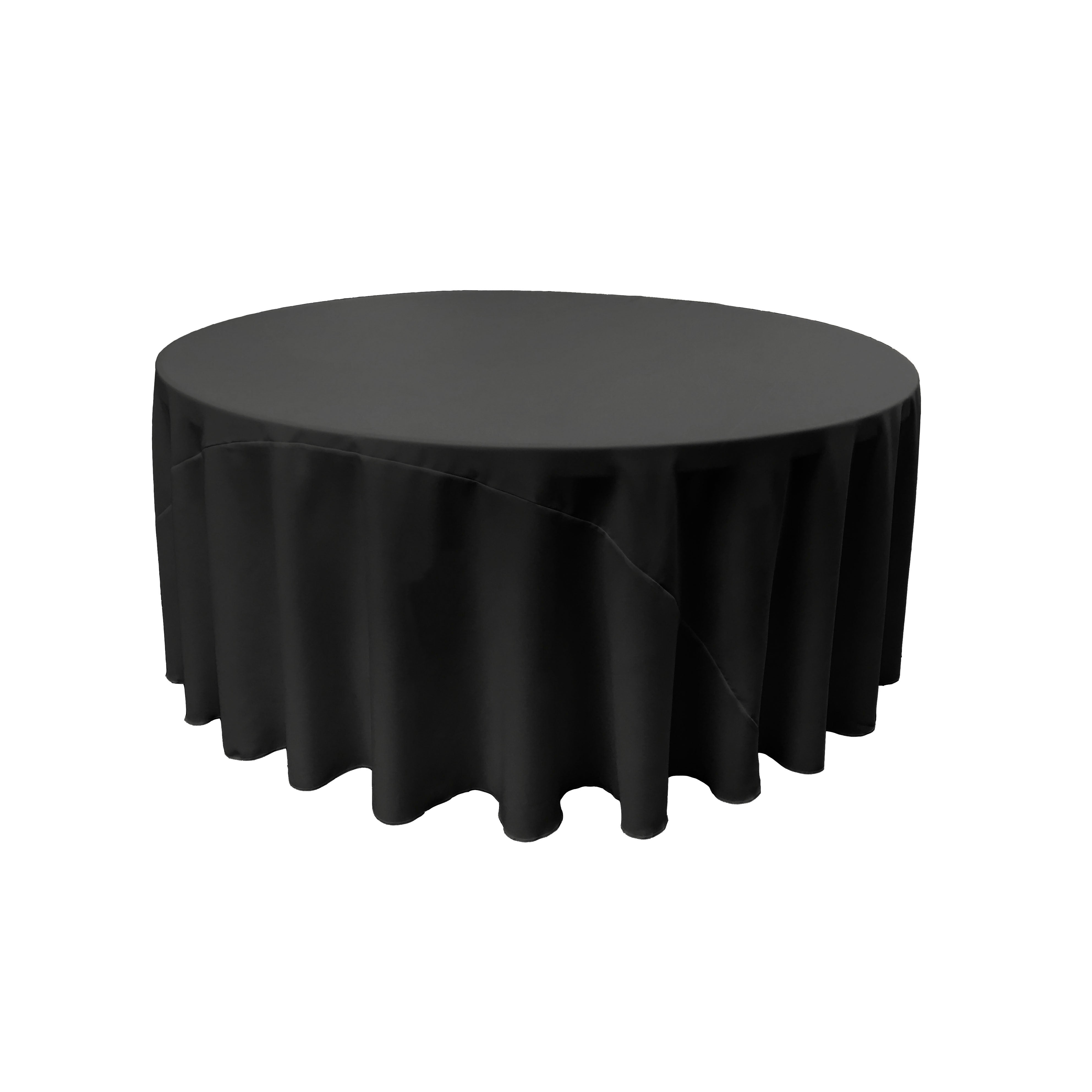 La Linen Polyester Poplin Tablecloth 132-Inches Round, Black