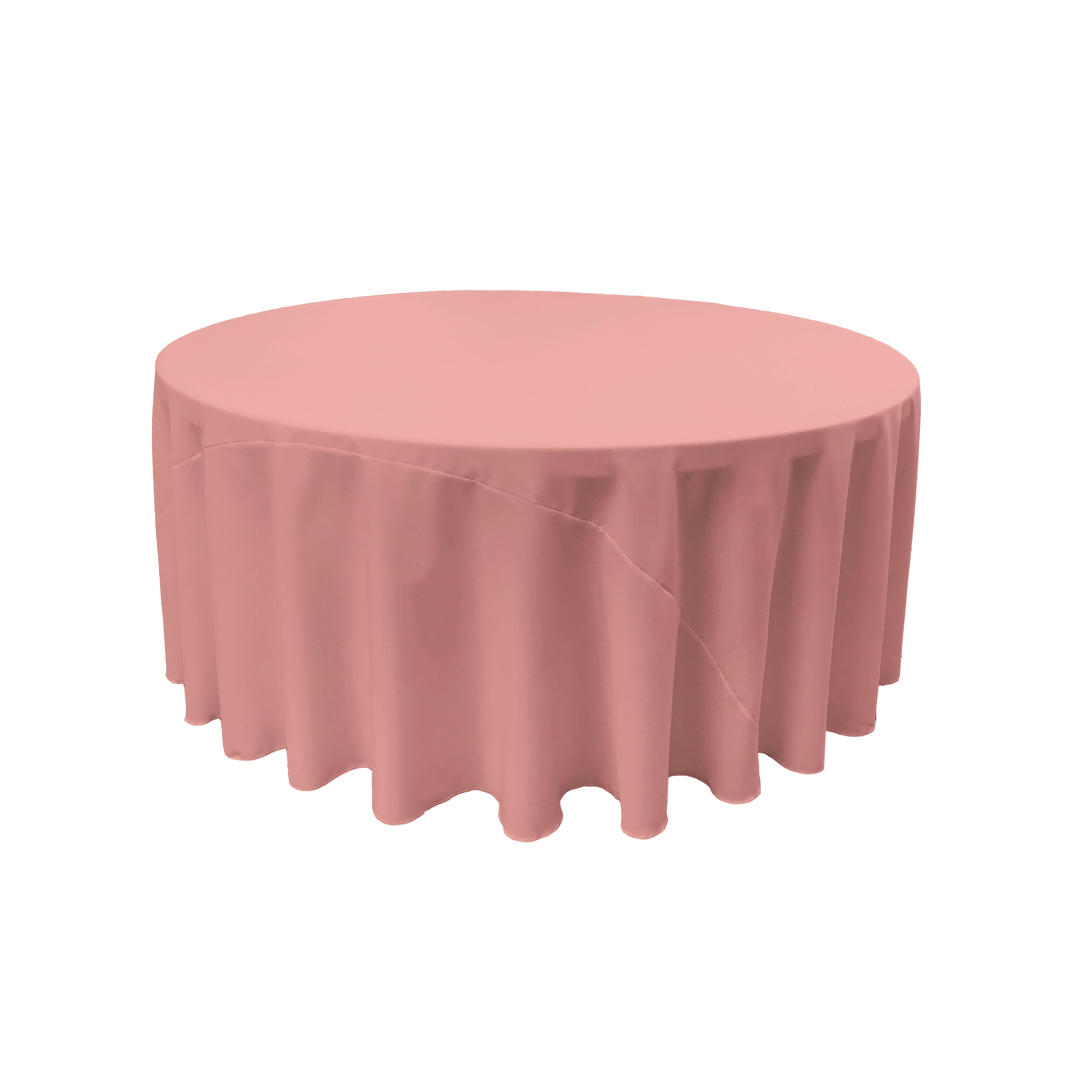 La Linen Polyester Poplin Tablecloth 132-Inches Round, Dusty Rose