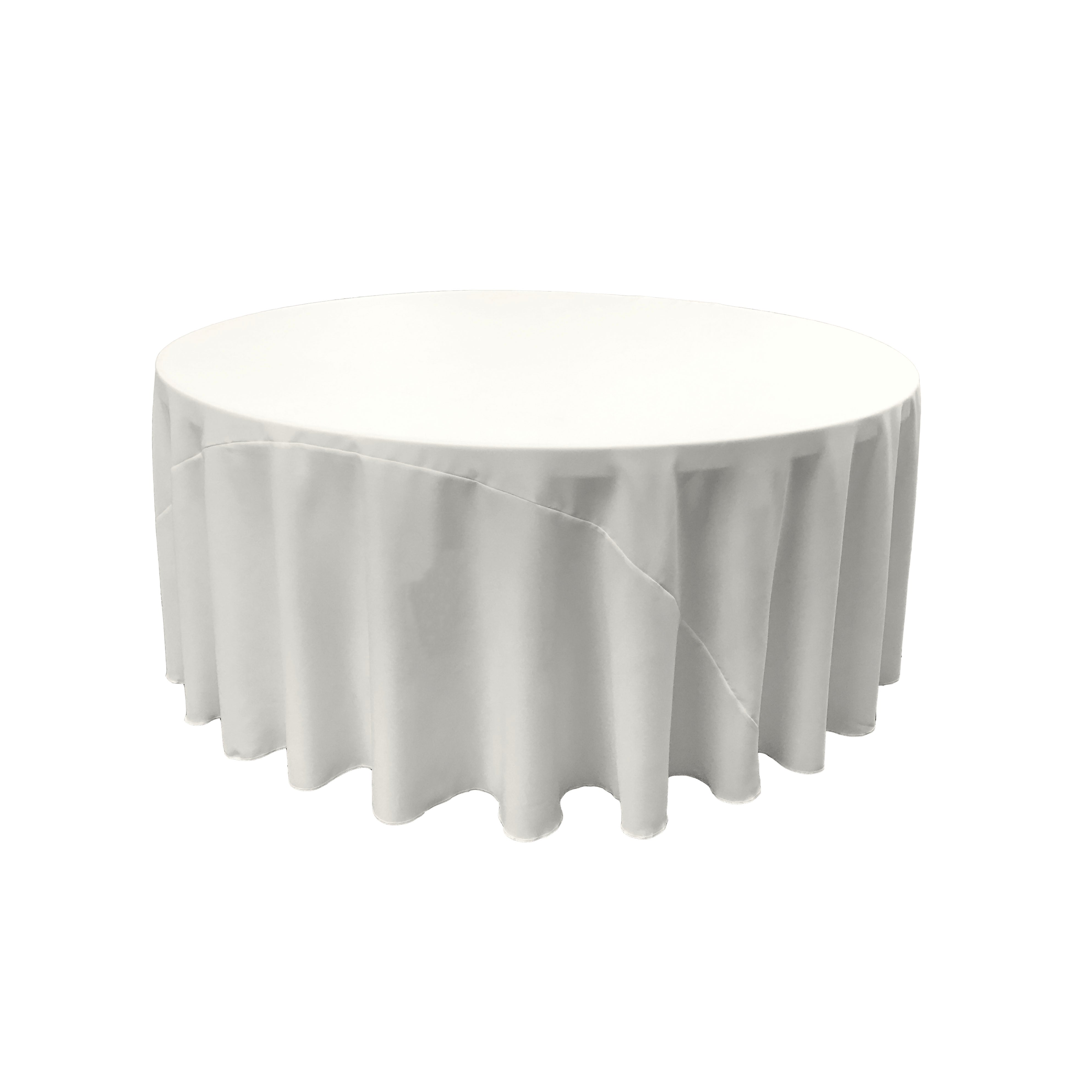La Linen Polyester Poplin Tablecloth 132-Inches Round, White