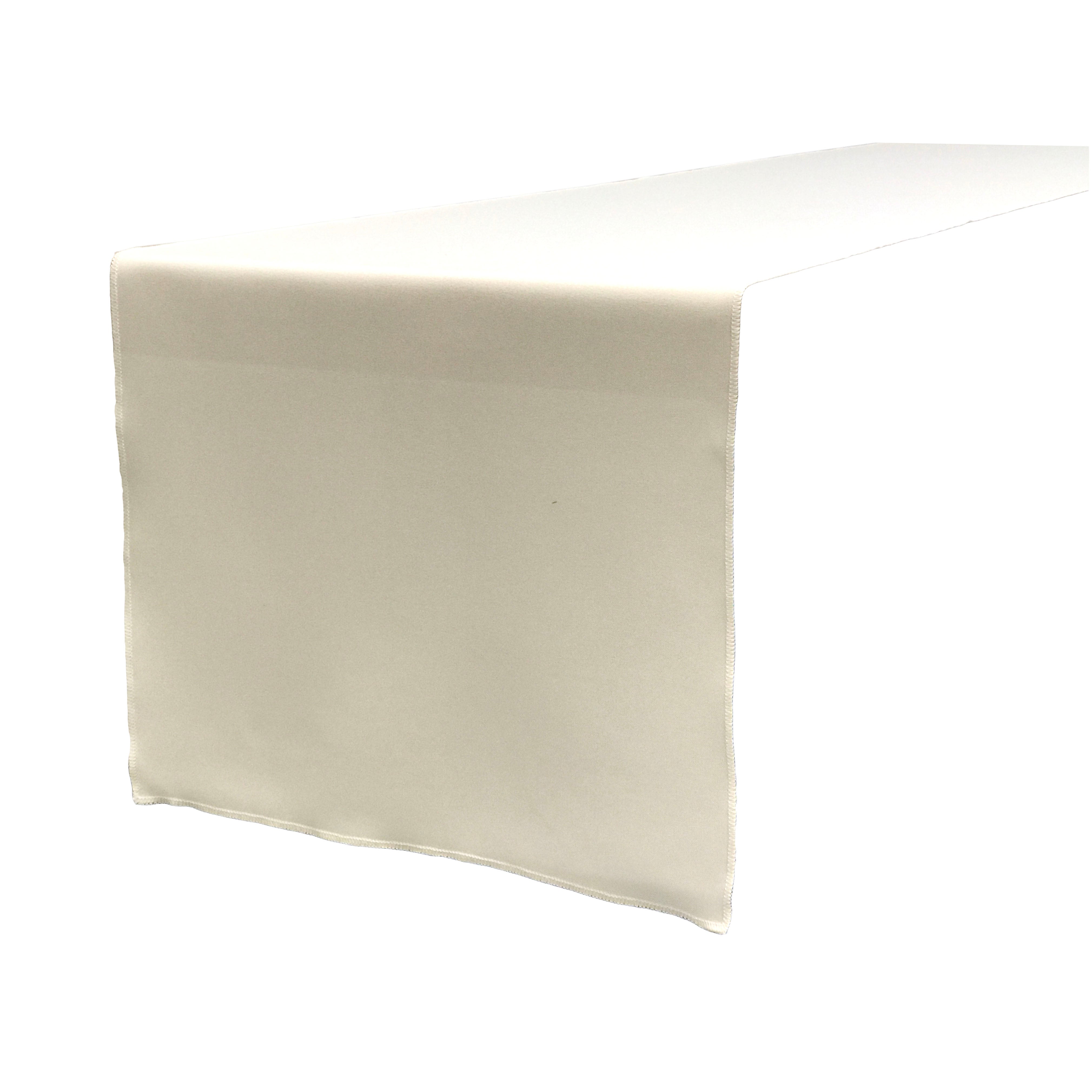 La Linen Polyester Poplin Table Runner 14  By 108-Inch, Ivory