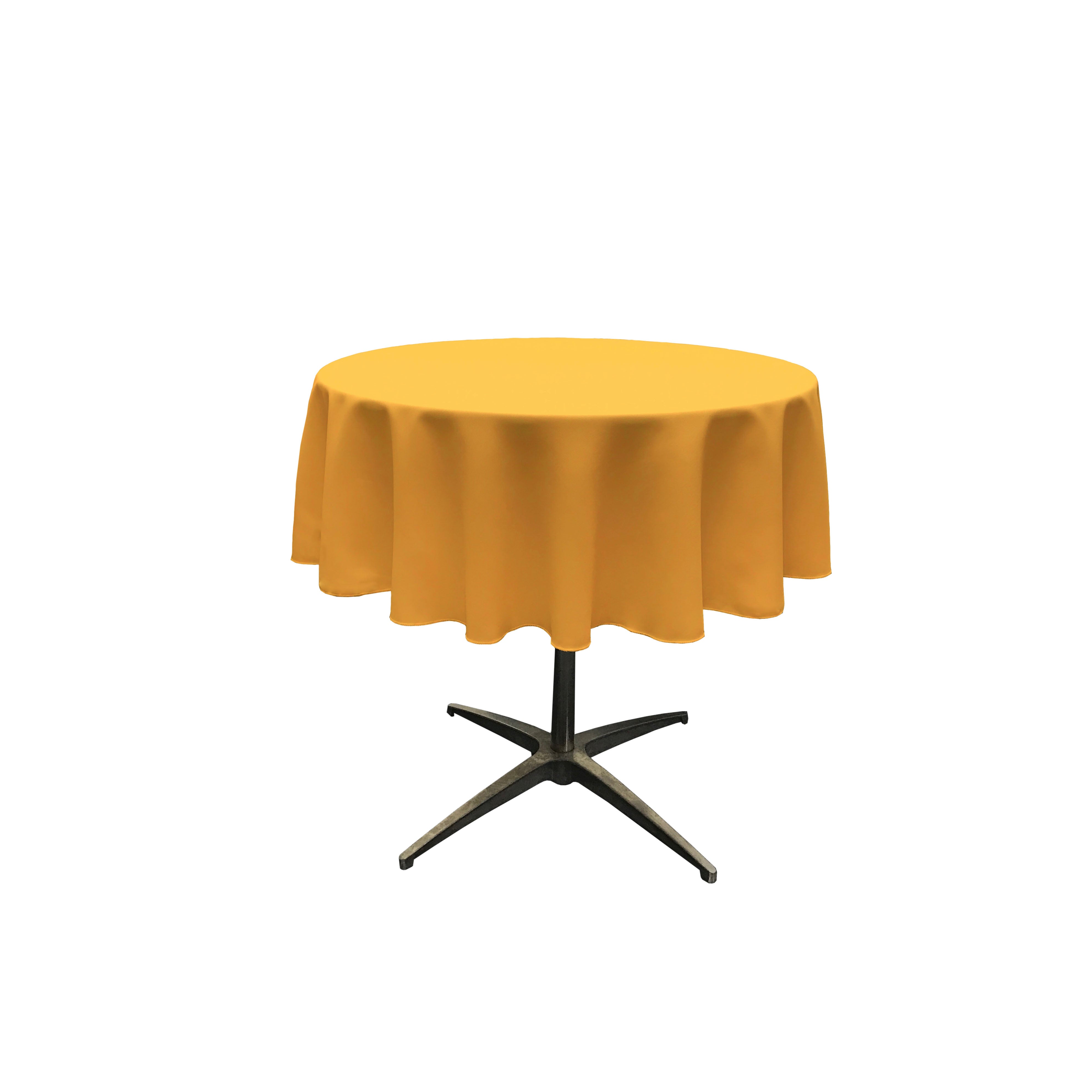 La Linen Polyester Poplin Tablecloth 51-Inches Round, Gold