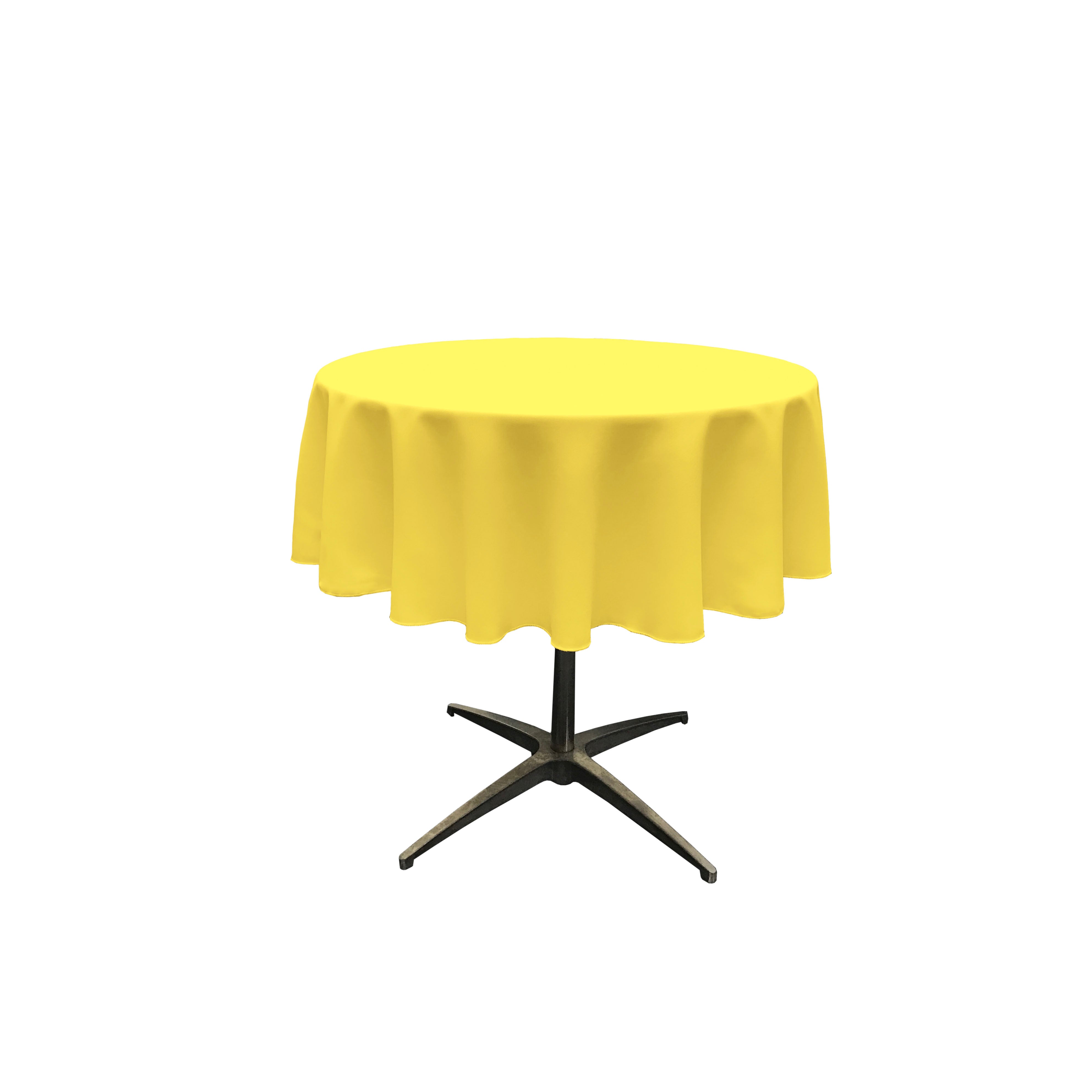La Linen Polyester Poplin Tablecloth 51-Inches Round, Light Yellow