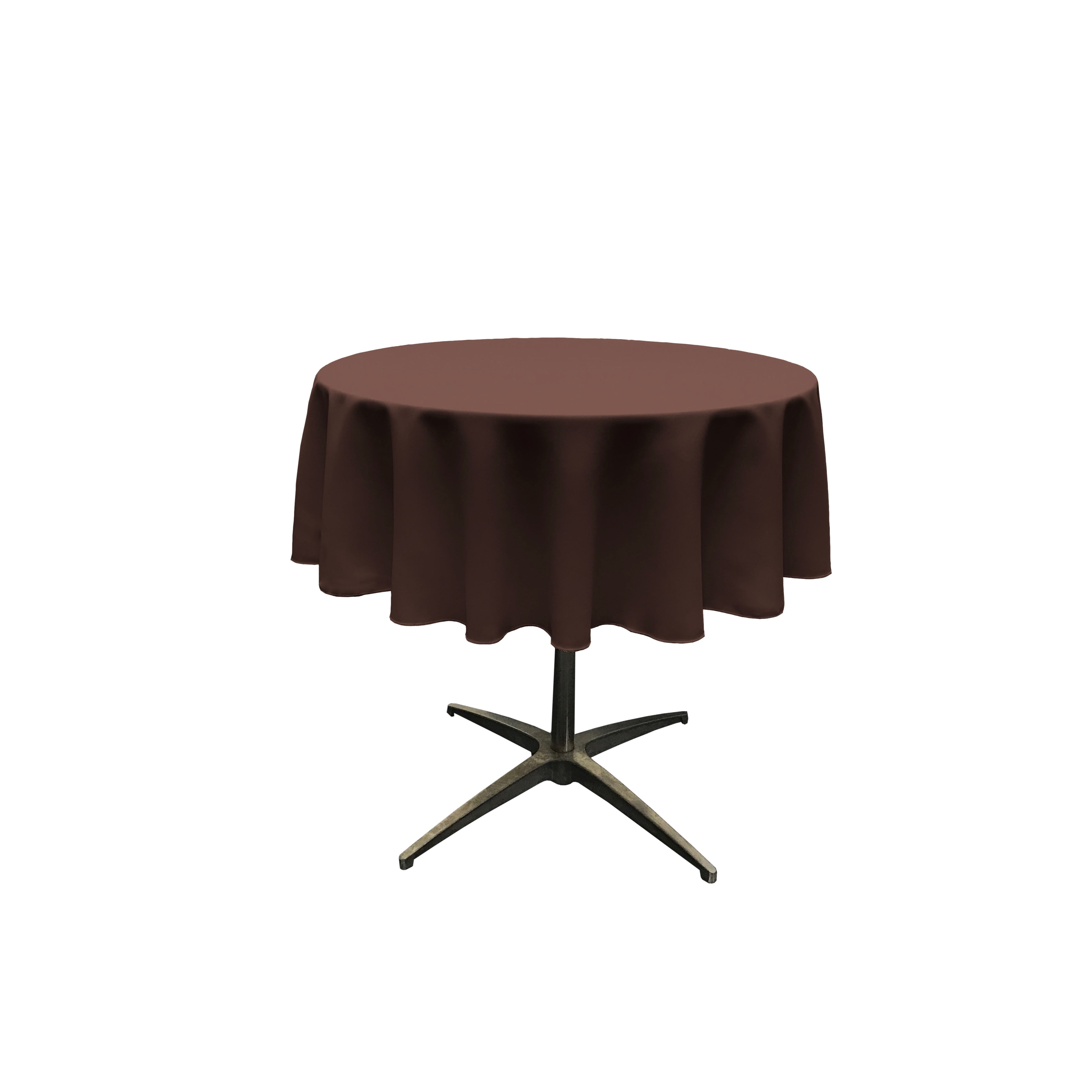 La Linen Polyester Poplin Tablecloth 58-Inches Round, Brown