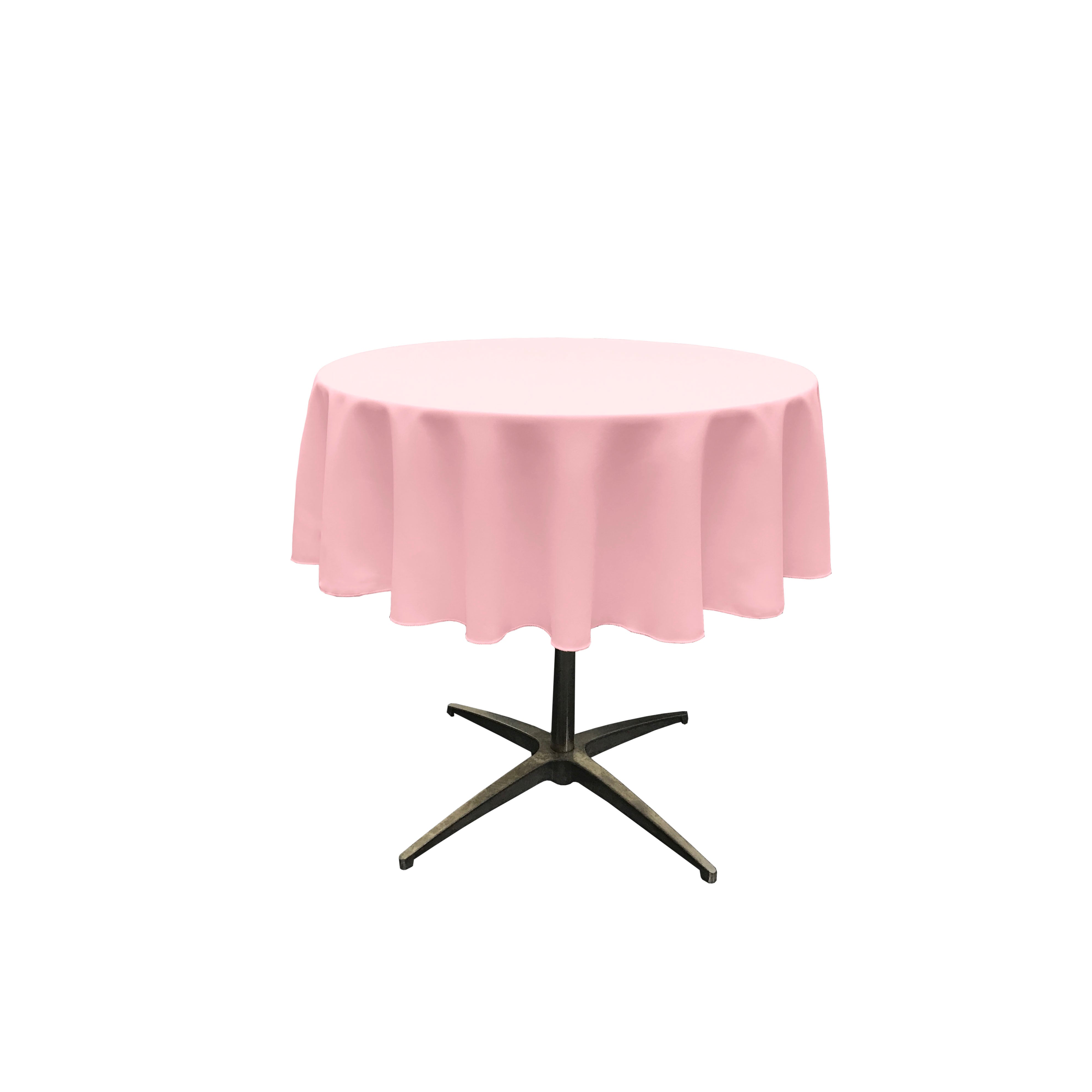 La Linen Polyester Poplin Tablecloth 58-Inches Round, Light Pink