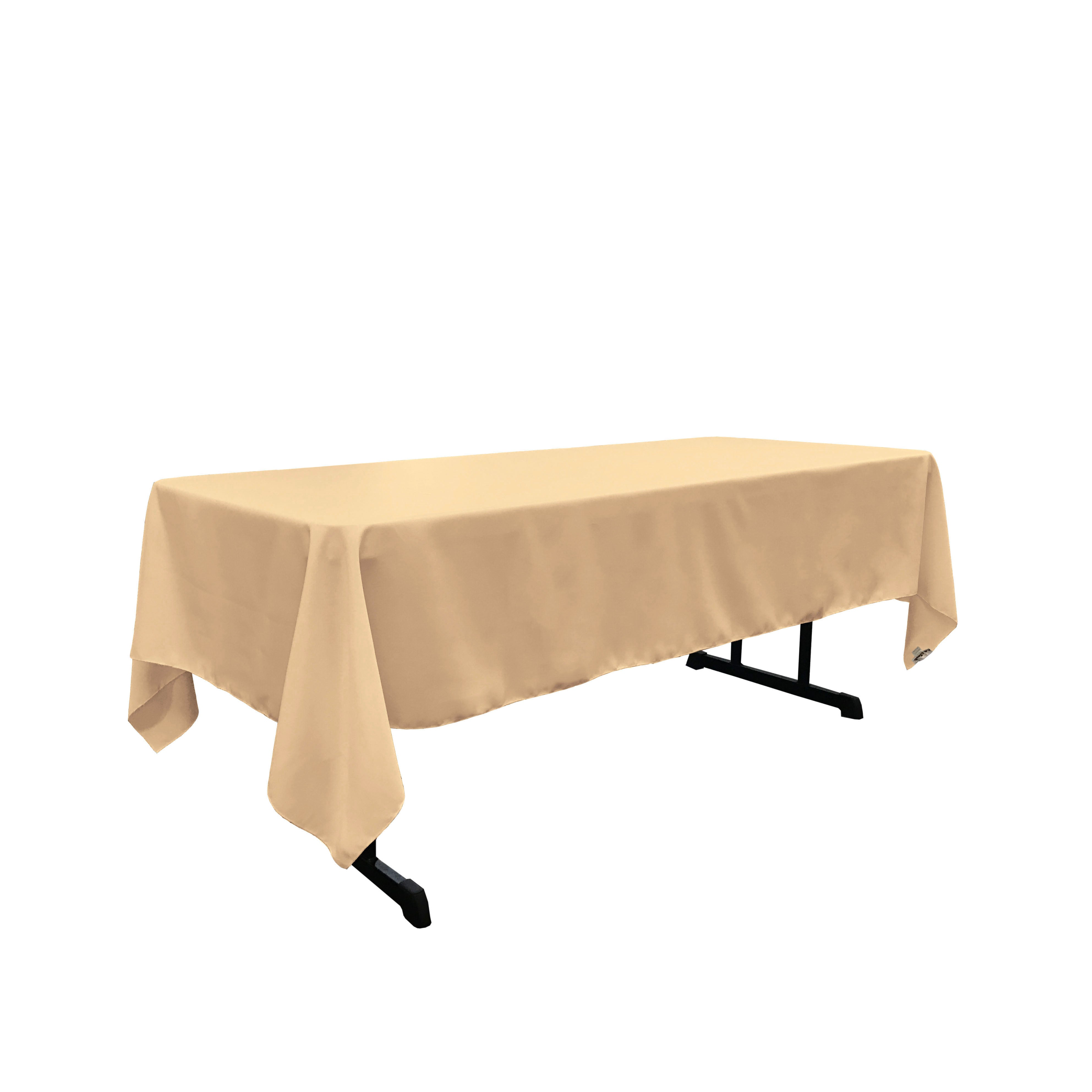 La Linen Polyester Poplin 60 By 108-Inch Rectangular Tablecloth, Khaki