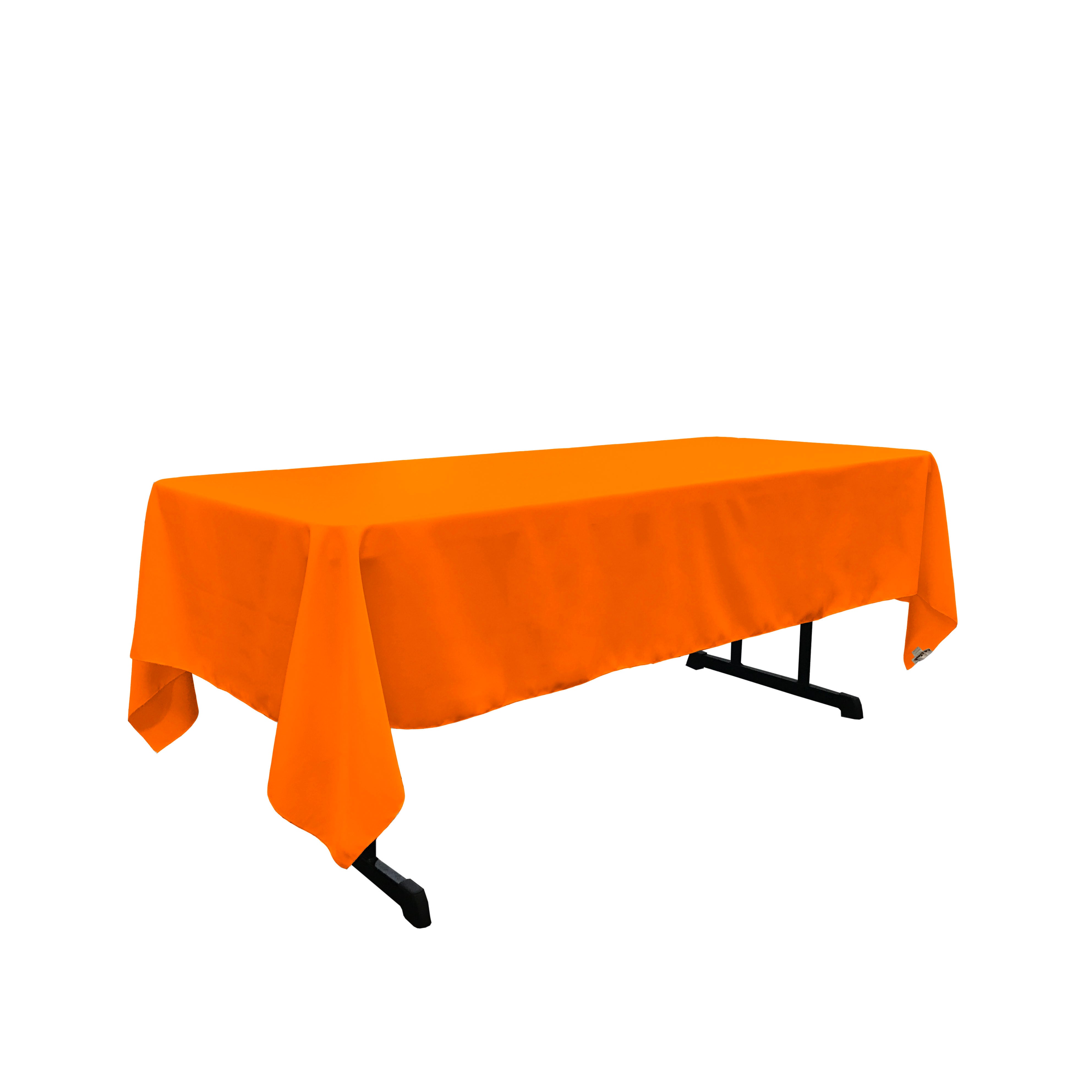 La Linen Polyester Poplin 60 By 108-Inch Rectangular Tablecloth, Orange
