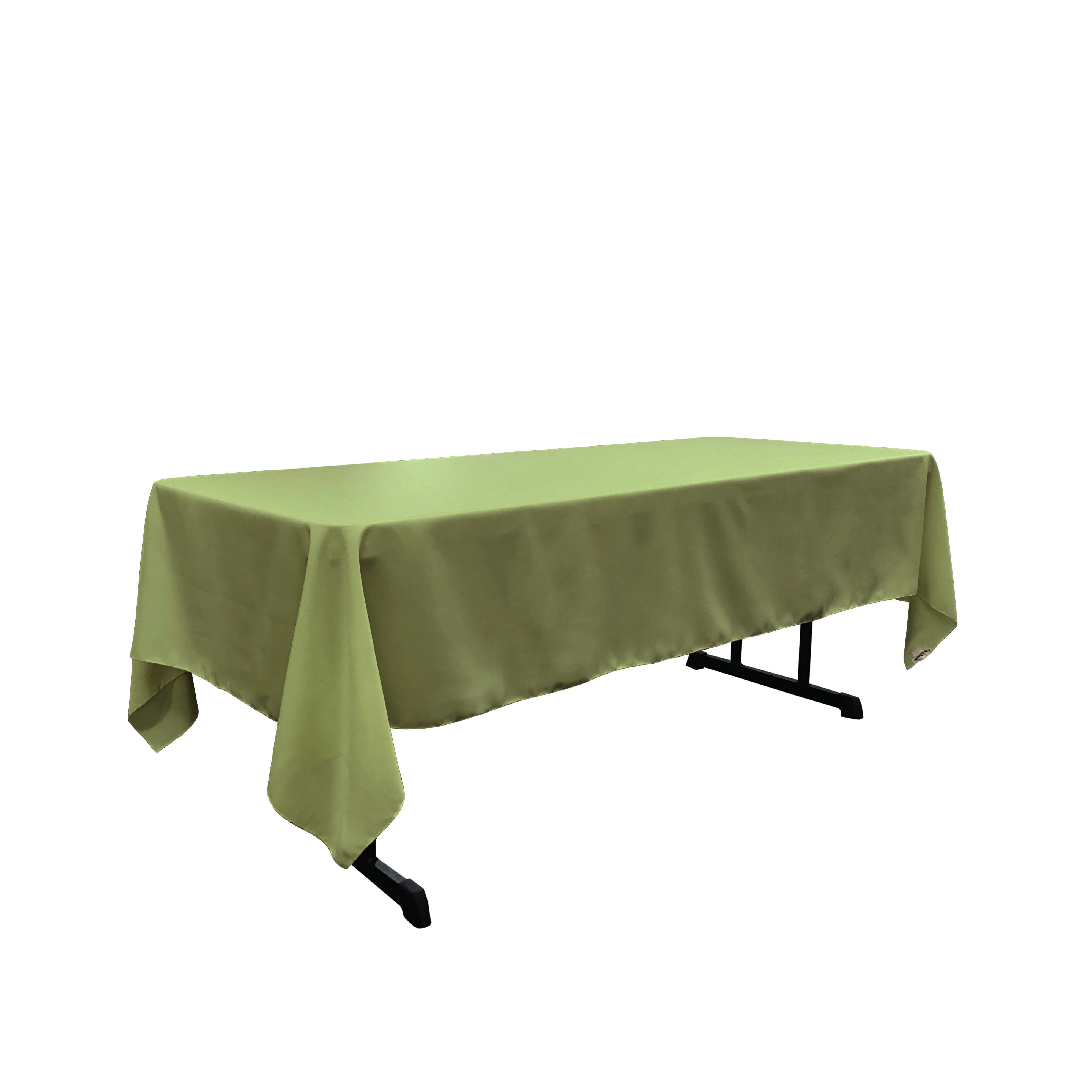 La Linen Polyester Poplin 60 By 108-Inch Rectangular Tablecloth, Sage Dark