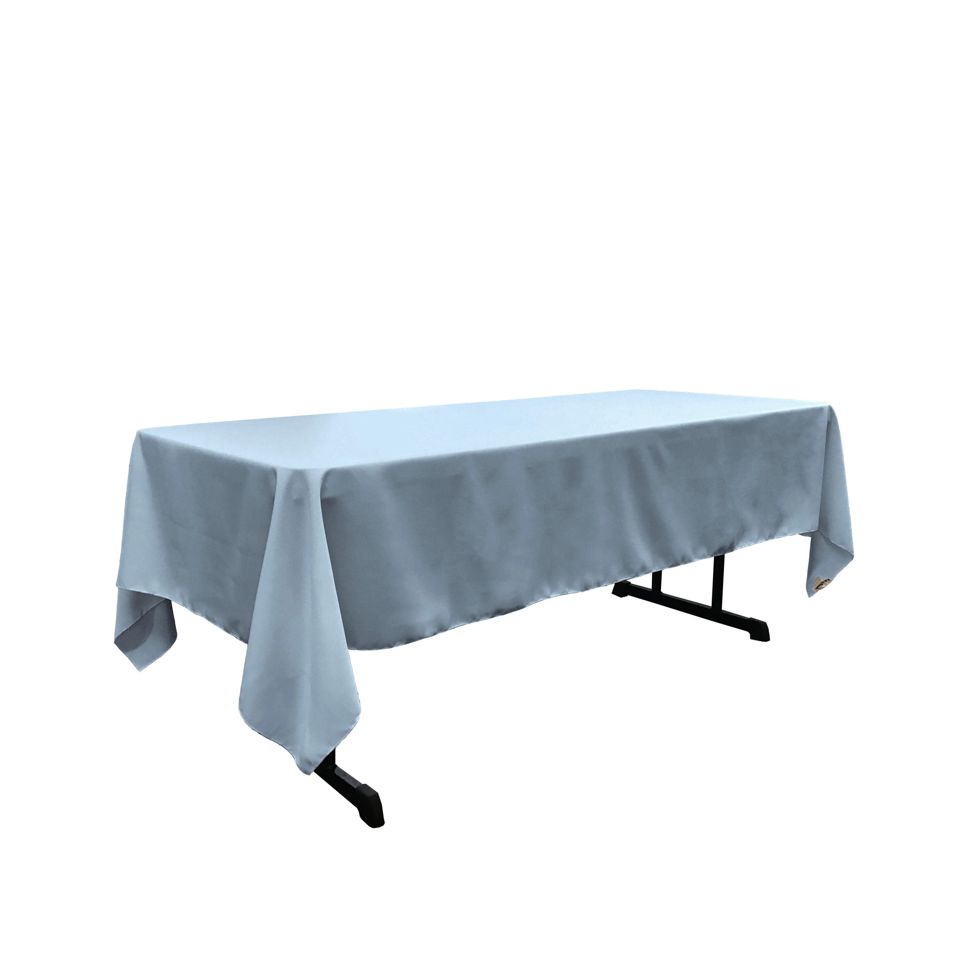 La Linen Polyester Poplin Rectangular Tablecloth, 60 By 120-Inch, Light Blue
