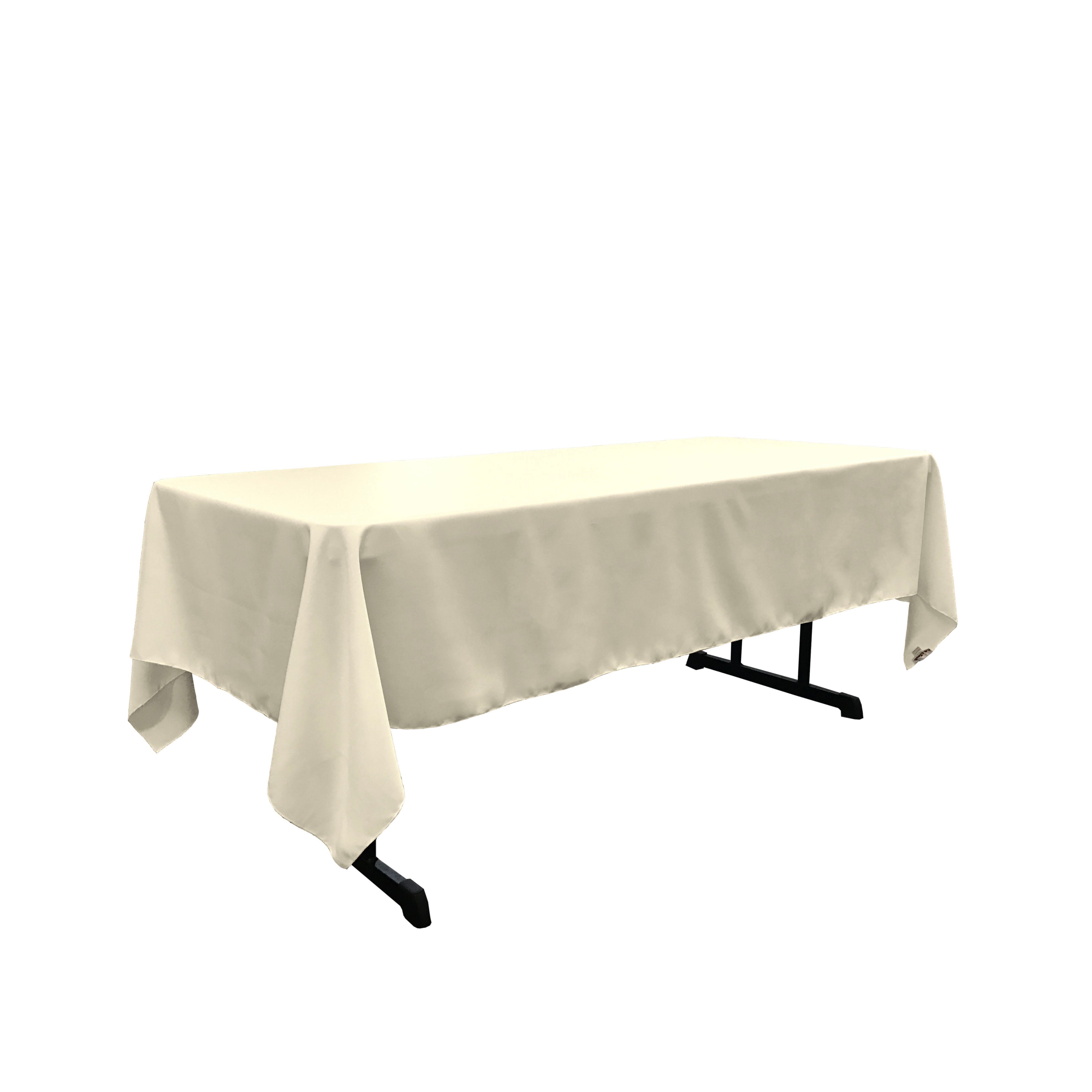 La Linen Polyester Poplin Rectangular Tablecloth, 60 By 120-Inch, Ivory