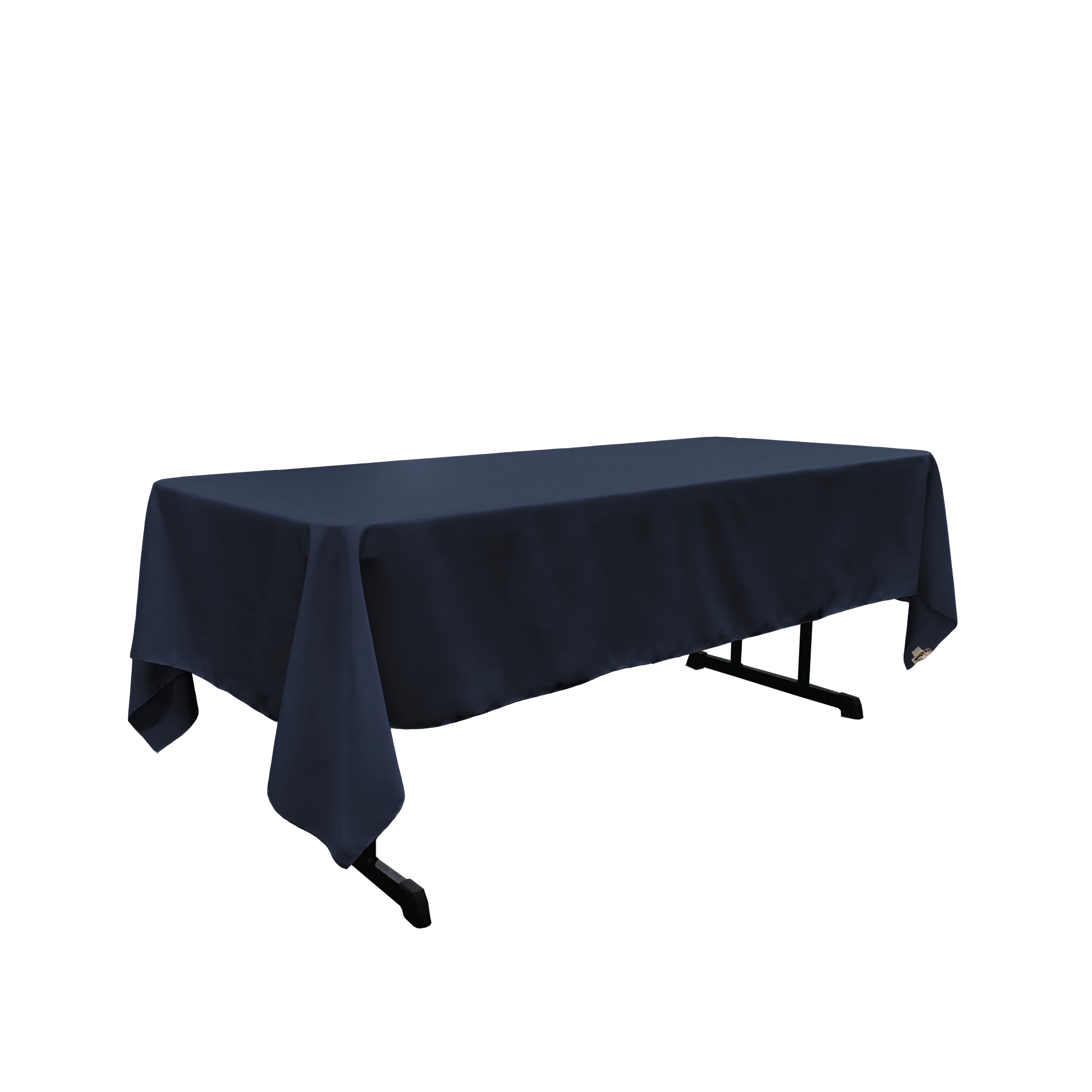 La Linen Polyester Poplin Rectangular Tablecloth, 60 By 120-Inch, Navy Blue